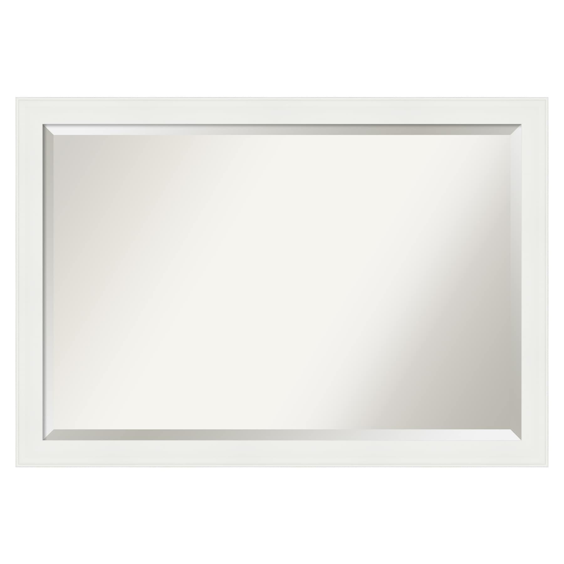 Vanity White Rectangular Beveled Wall Mirror