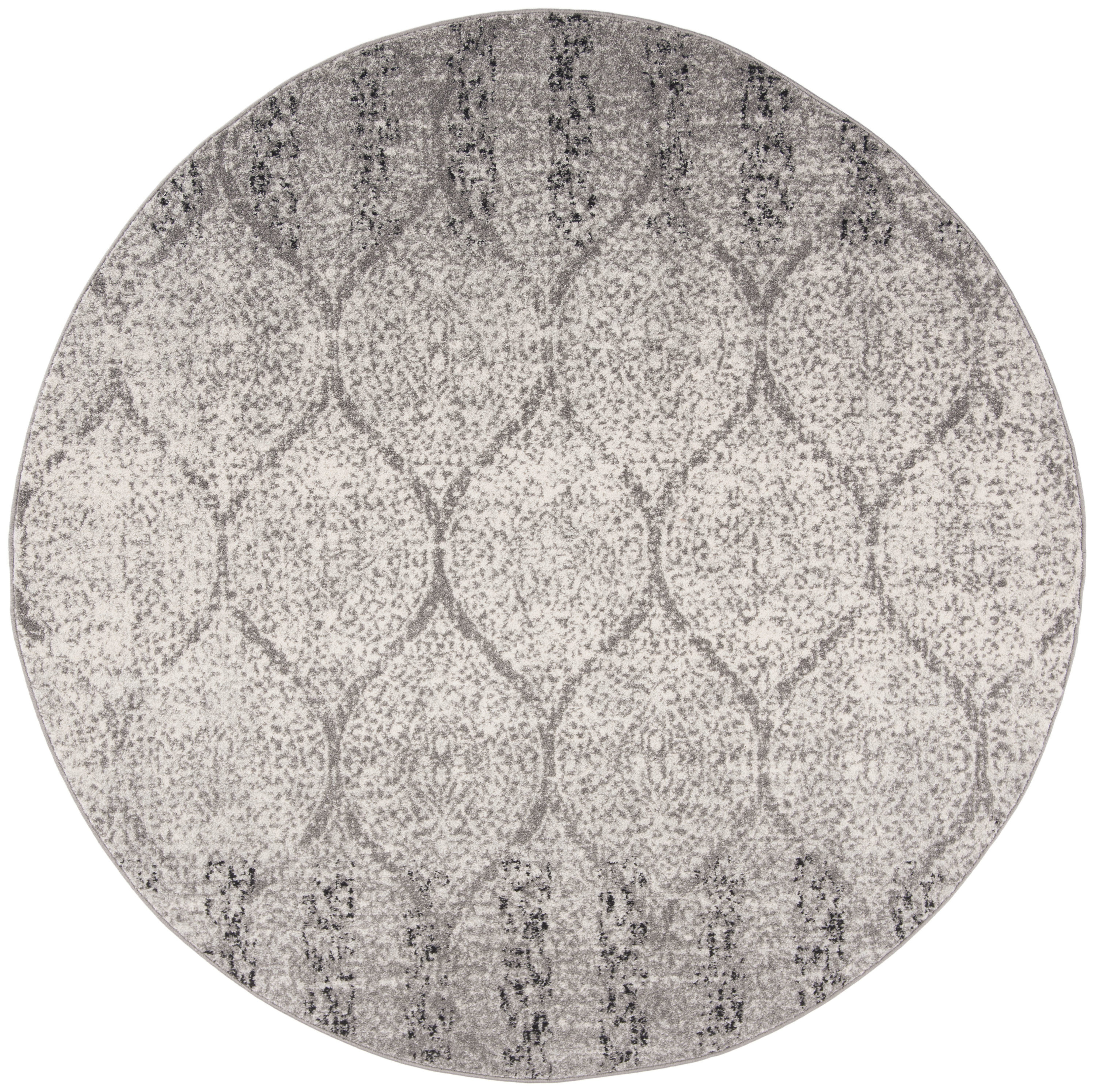 Safavieh MAD604F-9R Madison Westmont 9 x 9 (ft) Loomed Synthetic Gray/Ivory Round Indoor Trellis Farmhouse/Cottage Area rug