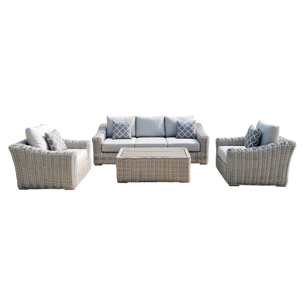 Teva Furniture Hawaii 4-Piece Wicker Patio Sofa Conversation Set with ...