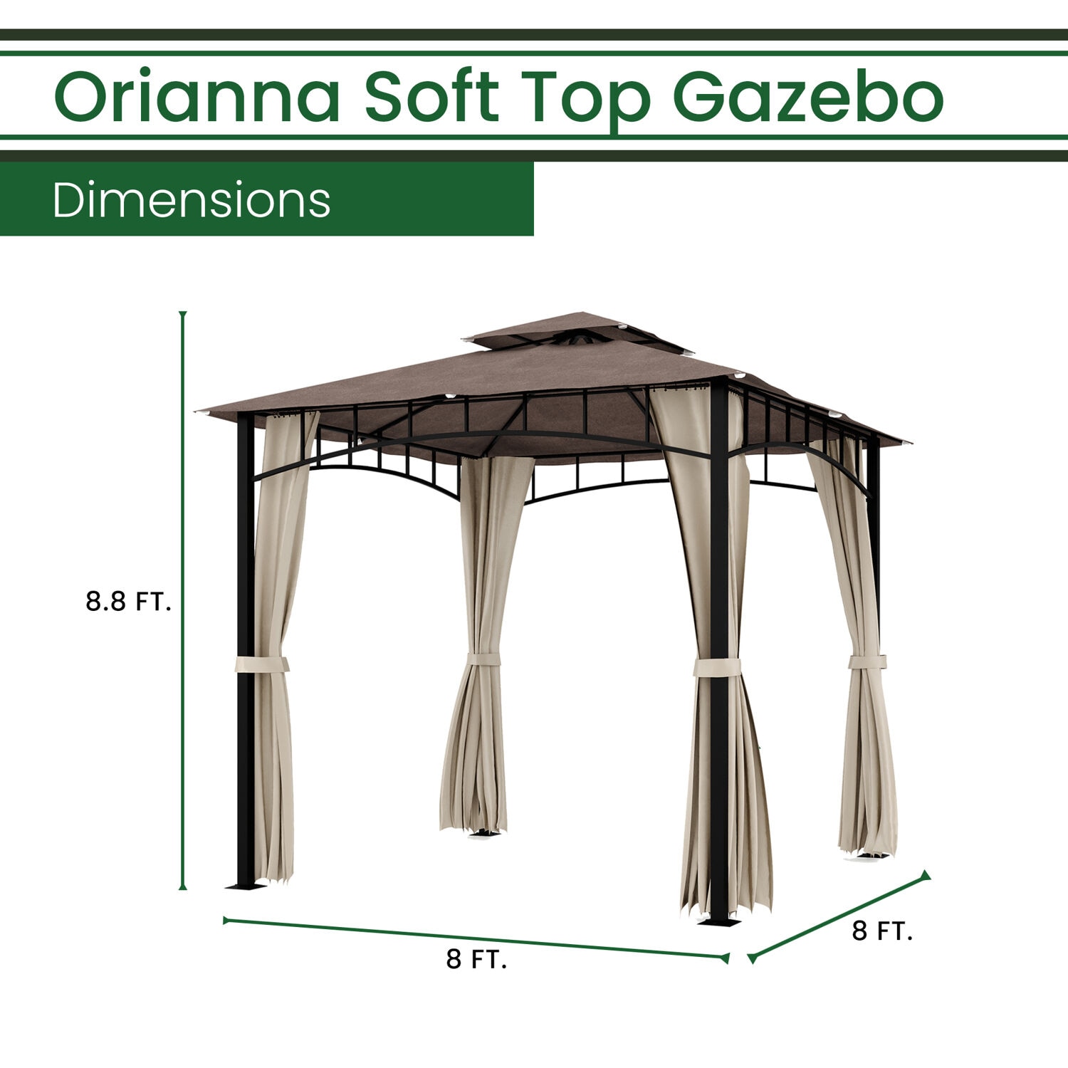 Hanover ORIANGAZ-TAN Wood-Resin-Gazebos - View #2
