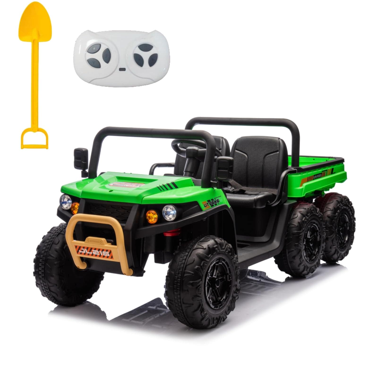 Garvee - 24V 2 Seater Ride On Dump Truck for Kids/ 6 Wheels 4WD Electric UTV/ 3 Speeds/ Remote Co...