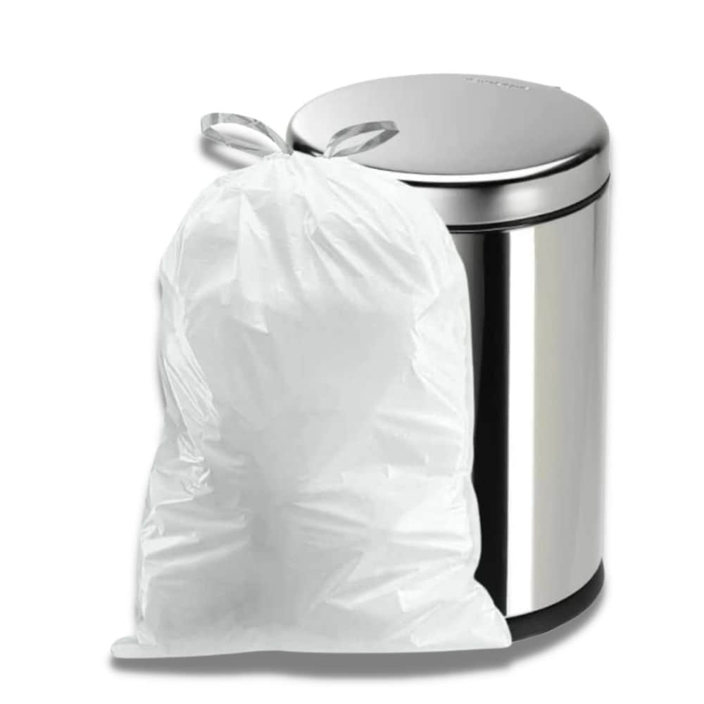 Plasticplace 6-Gallons White Plastic Can Drawstring Trash Bag (200-Count)  in the Trash Bags department at