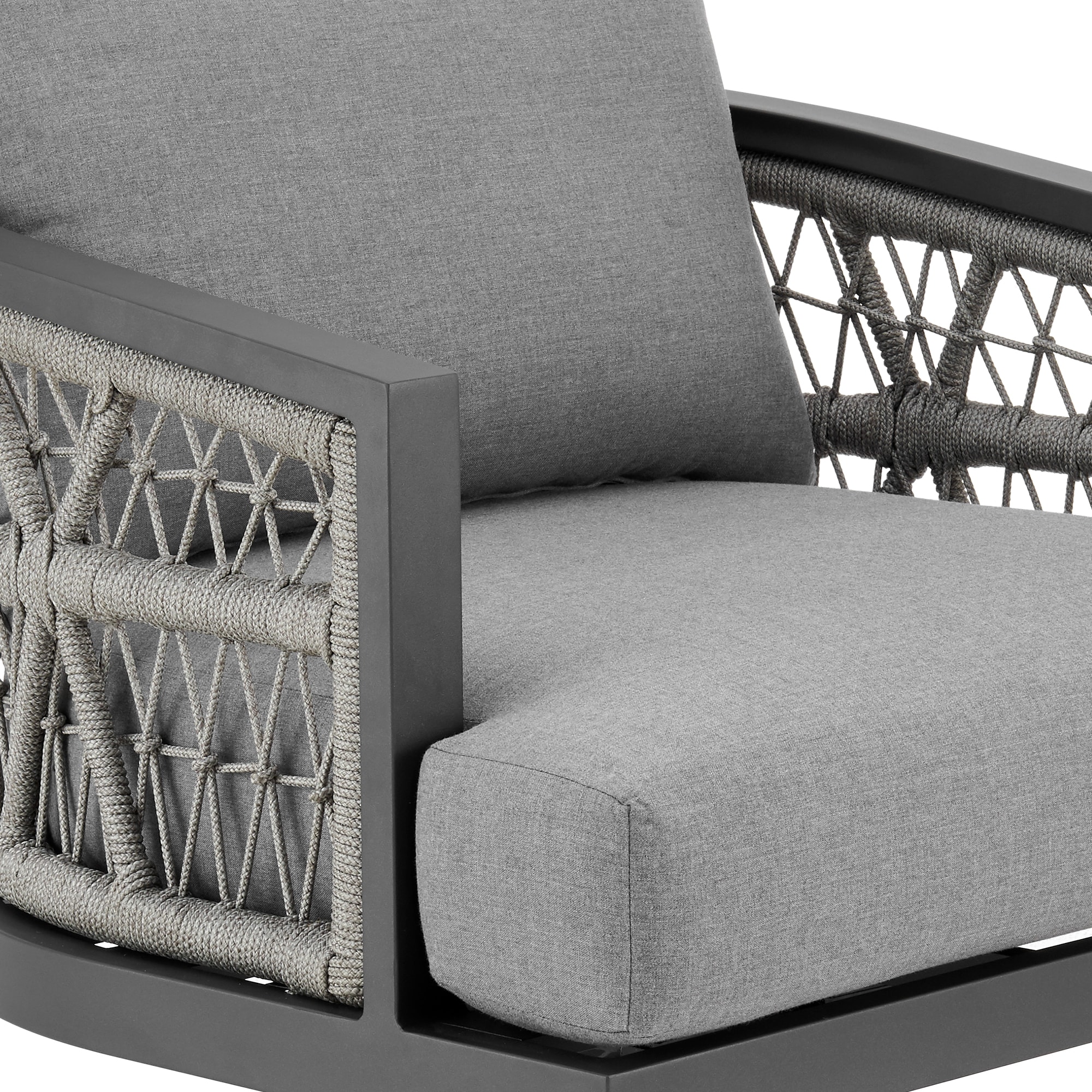 Zella 33" Light Gray Aluminum Swivel Patio Armchair with Cushions