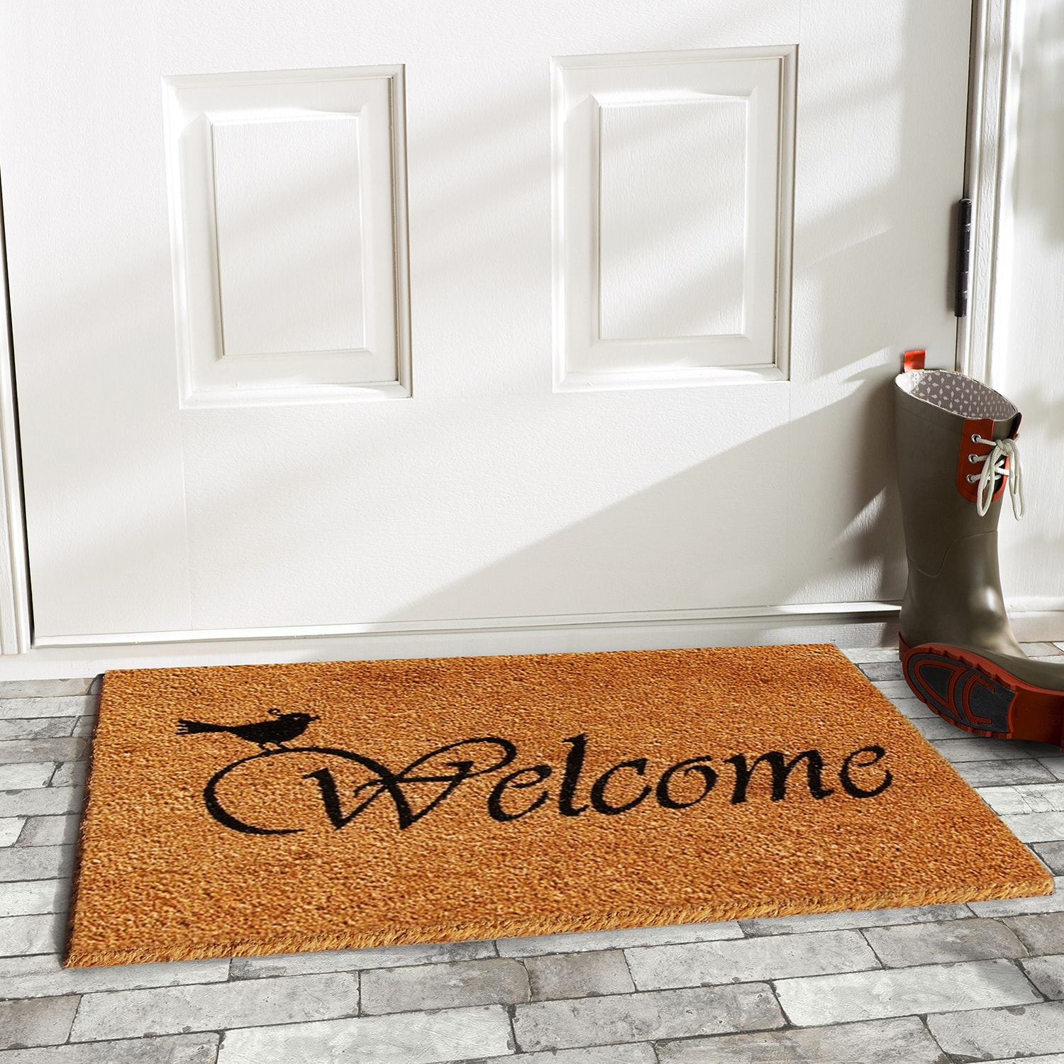Natural Coir Rectangular Welcome Outdoor Doormat 17" x 29"