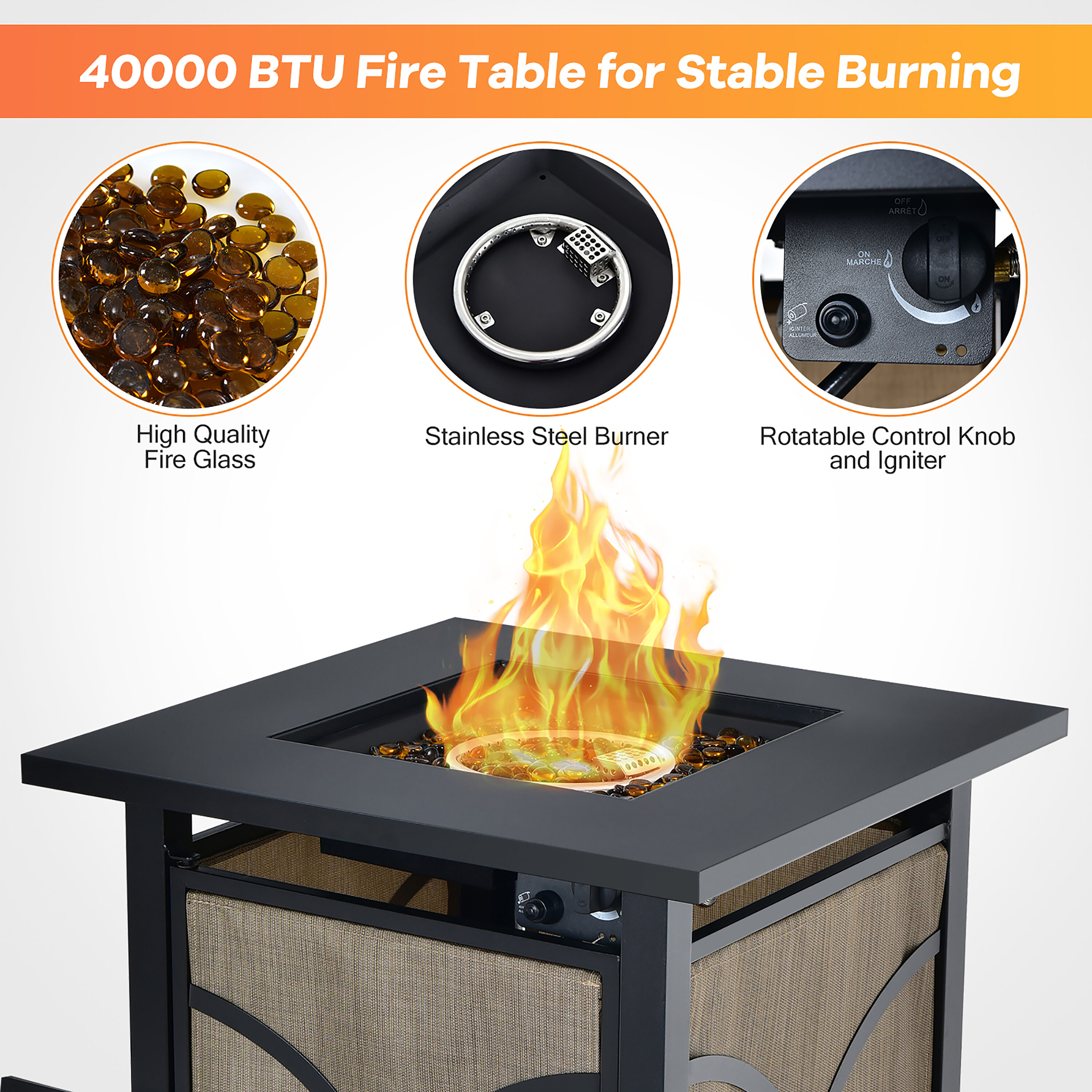 Goplus 25-in W 40000-BTU Black Steel Rectangle Tabletop Natural Gas ...