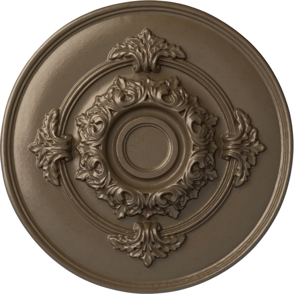 Ekena Millwork CM13MOWSS Monique 13.75-in W x 13.75-in L Painted Warm Silver Polyurethane Whole Ceiling Medallion