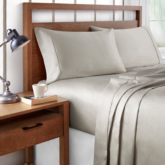 Distant inflation Scold Brielle Home Queen 300-Thread Count Rayon From Bamboo Silver Bed Sheet in  the Bed Sheets department at Lowes.com