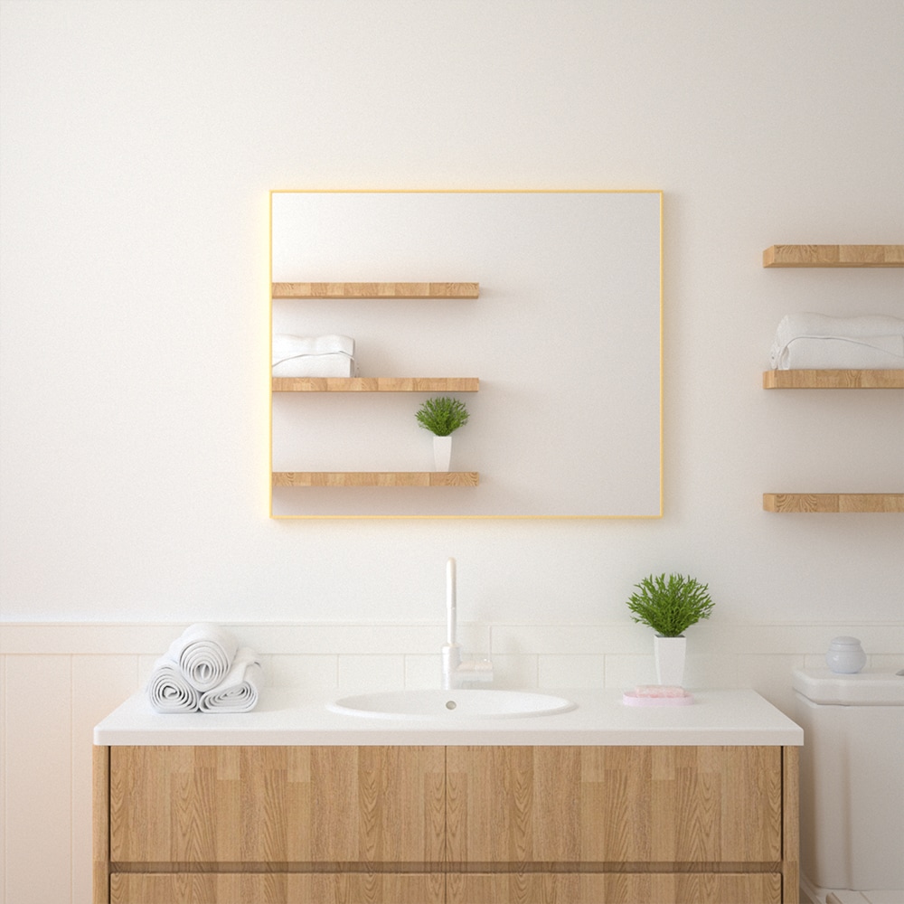 Forclover 30-in W x 36-in H Rectangle Brushed Gold Framed Wall Mirror
