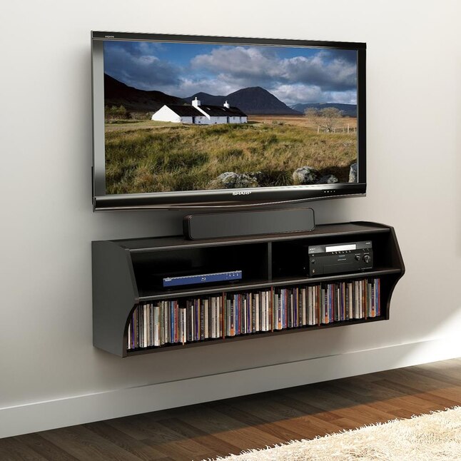 Prepac Altus Modern Contemporary Black, Flat Screen Tv Cabinets With Doors Wall Mountain