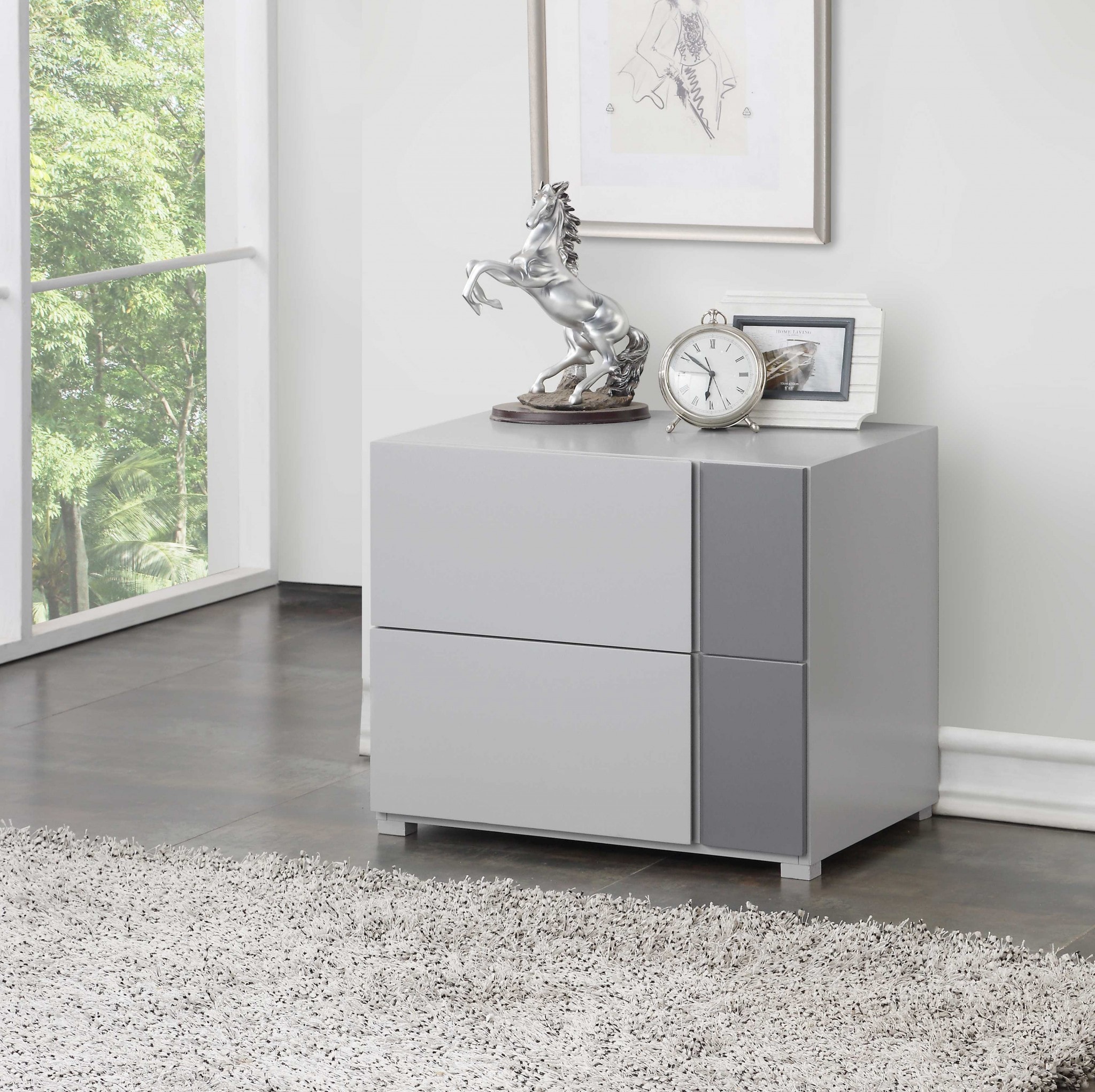 HomeRoots 319117 Amelia Gray Nightstand