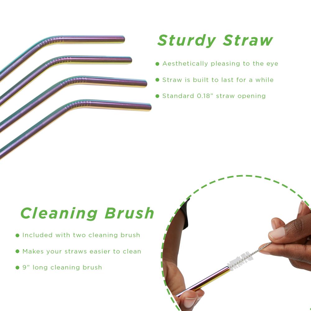 12 Pcs Reusable Metal Straws, Drinking Straws, Aluminum Straws, Smoothies  Straws, Rainbow Colorful Straws for Party, Included Cleaning Brushes