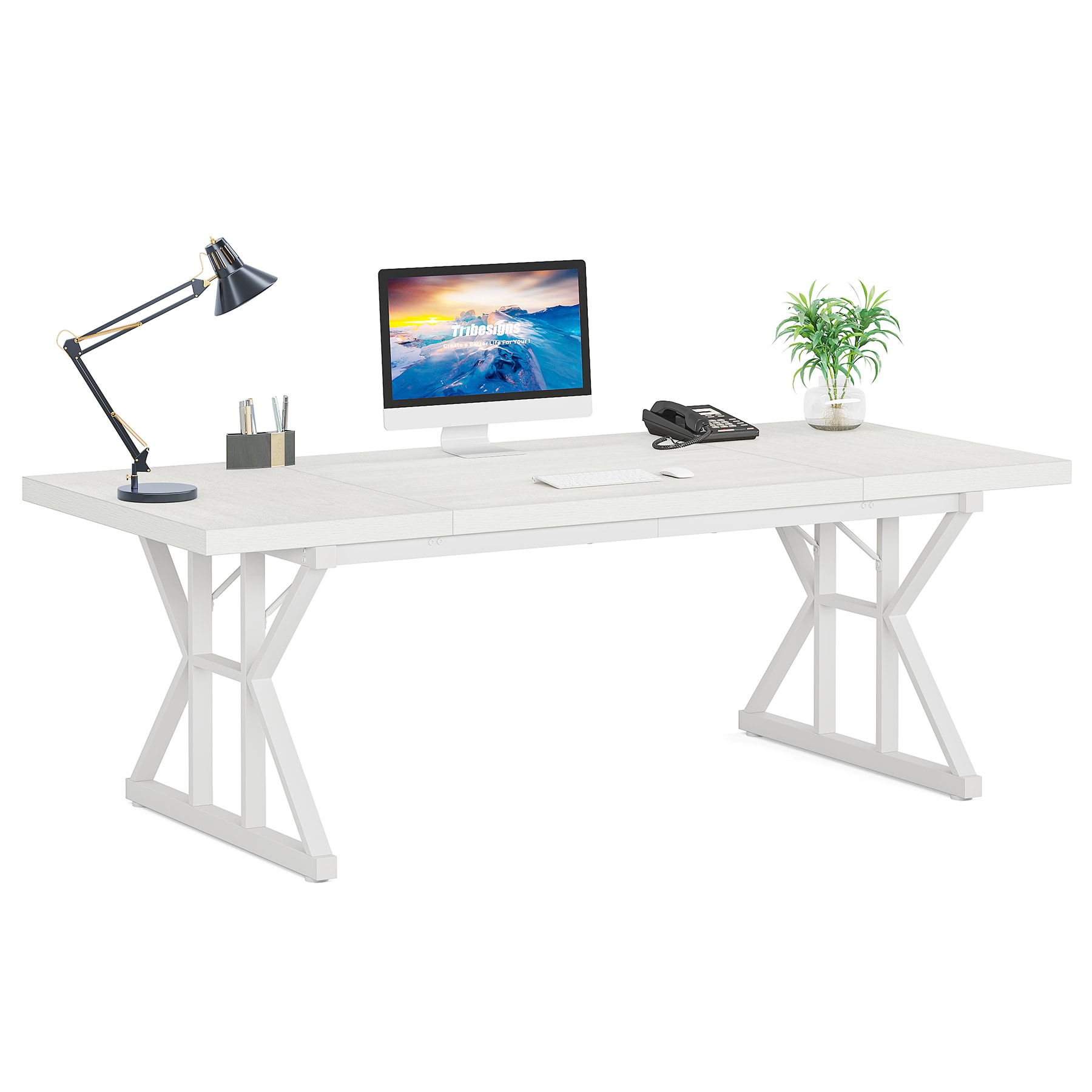 Tribesigns LWFD-JW0671 Office Conference Table White 2 -Person Conference table ( 70.86-in W x 29.52-in H )
