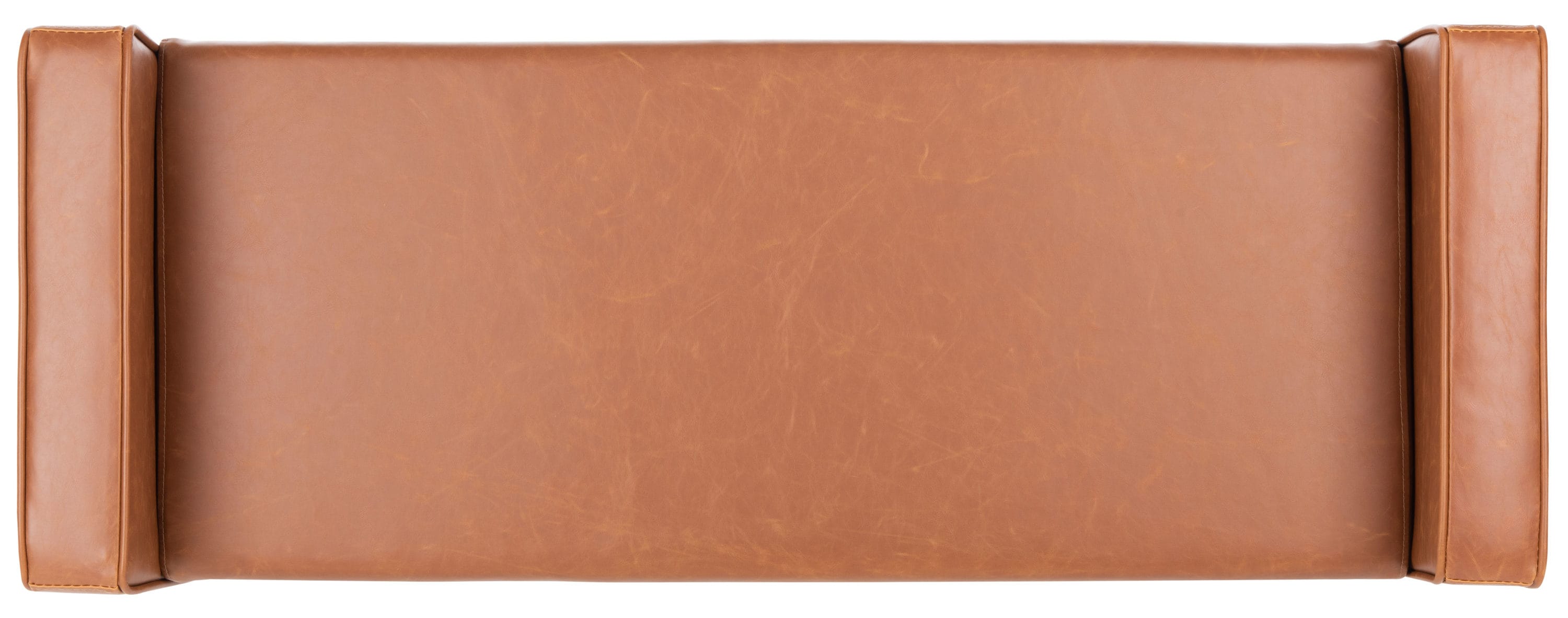 Henri Mid-Century Light Brown PU Leather Bench with Walnut Legs