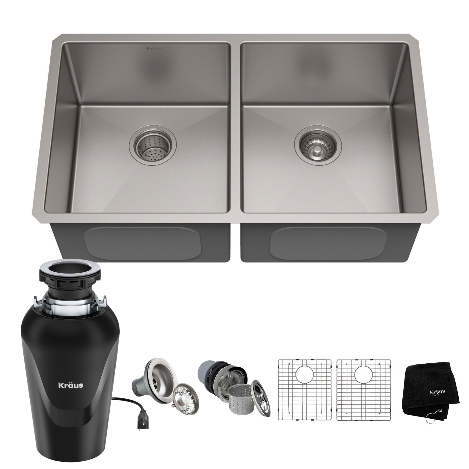 Kraus KHU102-33-100-75MB Standart PRO Undermount 32.75-in x 19-in Stainless steel Double equal bowl 16 -Gauge Kitchen Sink