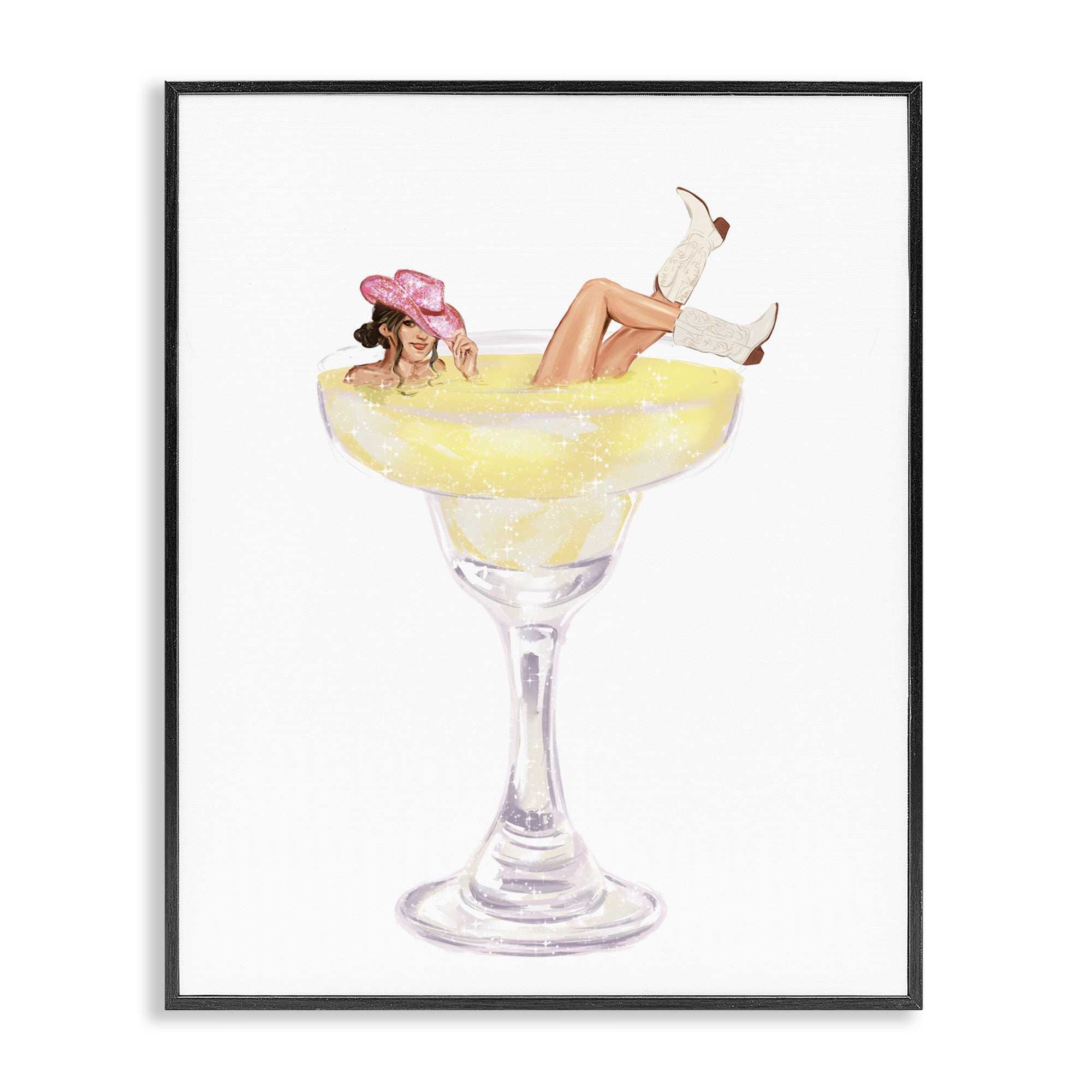 Stupell Industries BT-198-FR-16X20 Glam Cowgirl in Margarita Black Framed Giclee Art By Ziwei Li 16 x 20