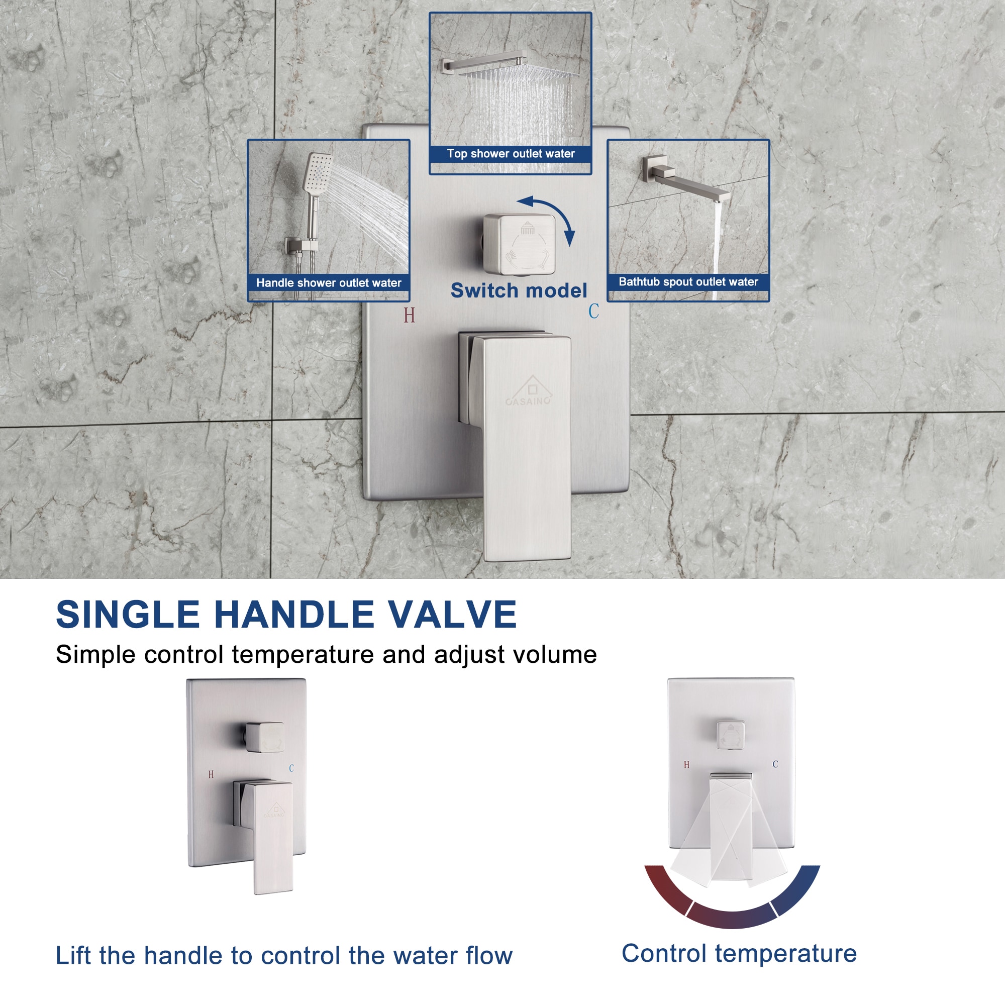 Clihome CL-029SS-SL Showerhead-Bar-Panels - View #8