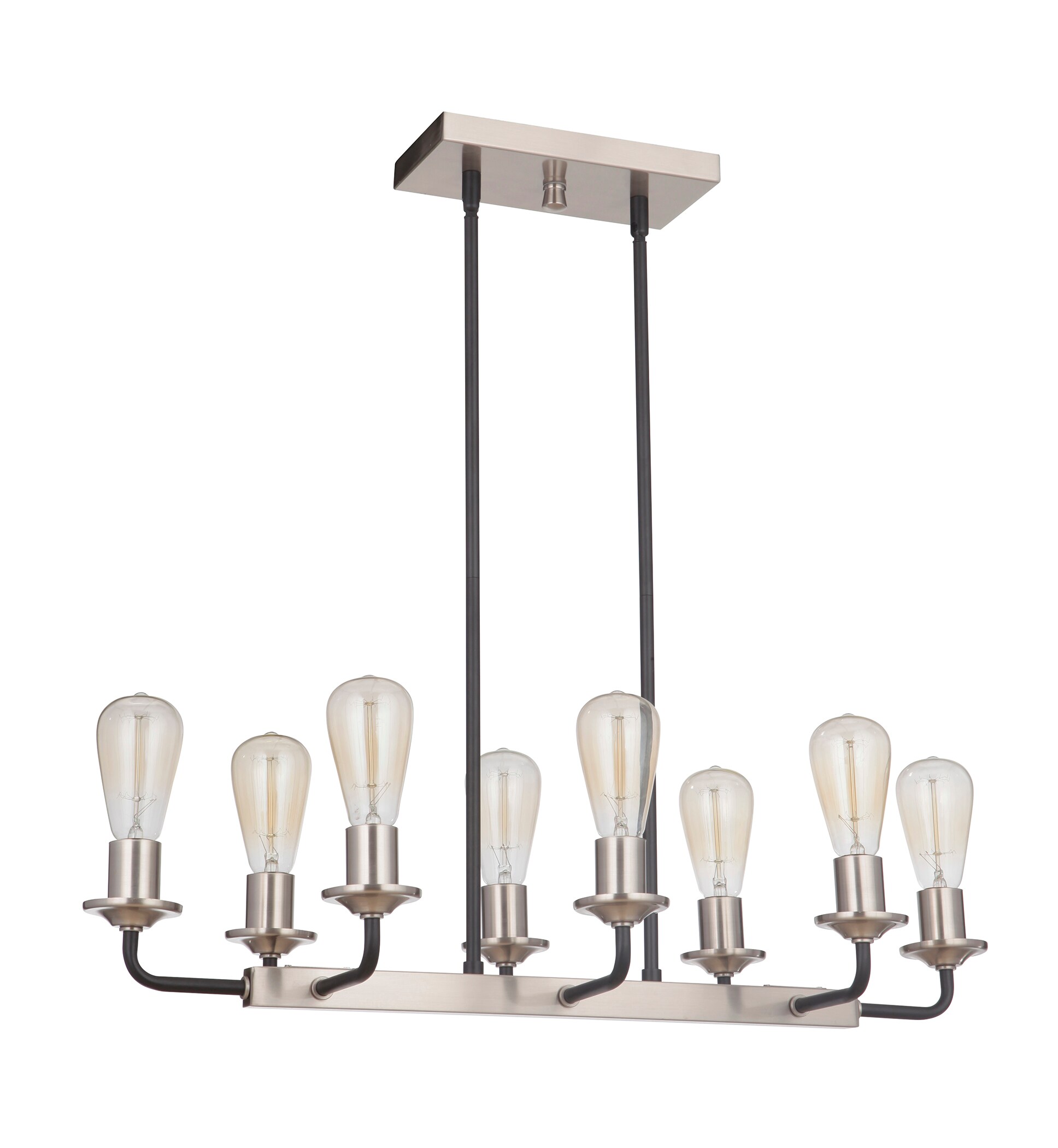 Craftmade 50378-FBBNK Randolph 8 -Light Flat black/brushed Polished Nickel Transitional Linear Mini Hanging Kitchen island light