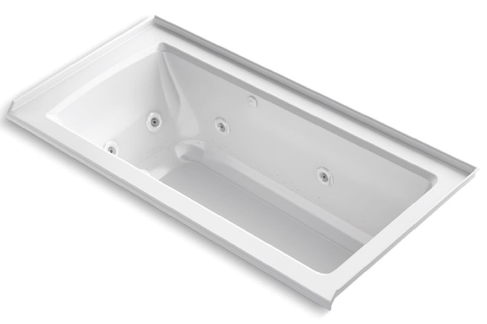 Archer Collection K-1947-XHGHR-0 60"" x 30"" x 20"" Alcove Heated BubbleMassage Airbath Whirlpool Combo Bath Tub with 118 Airjets  8 Hydromassage Jets -  Kohler