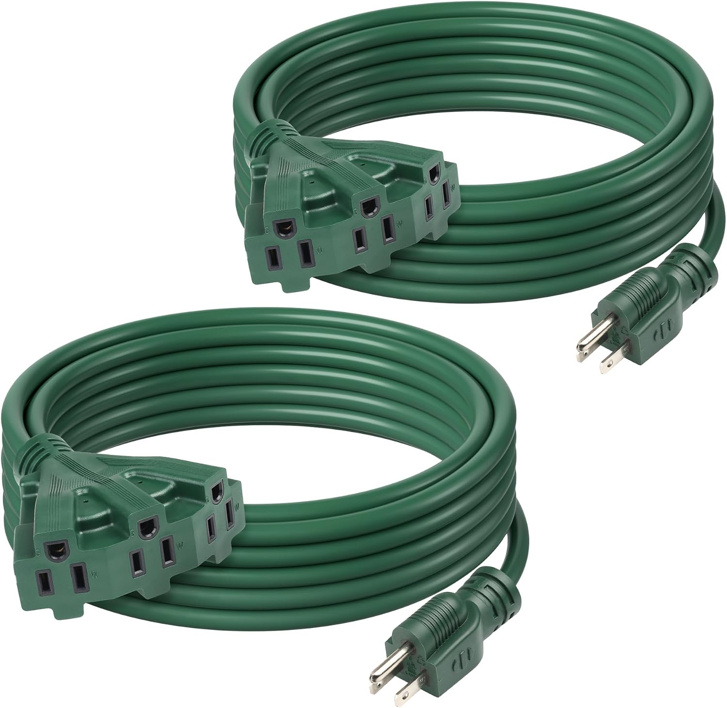 BN-LINK  2-Pack 25 ft Outdoor Extension Cord 3 Outlets 16 3 SJTW 13A Grounded ETL Listed