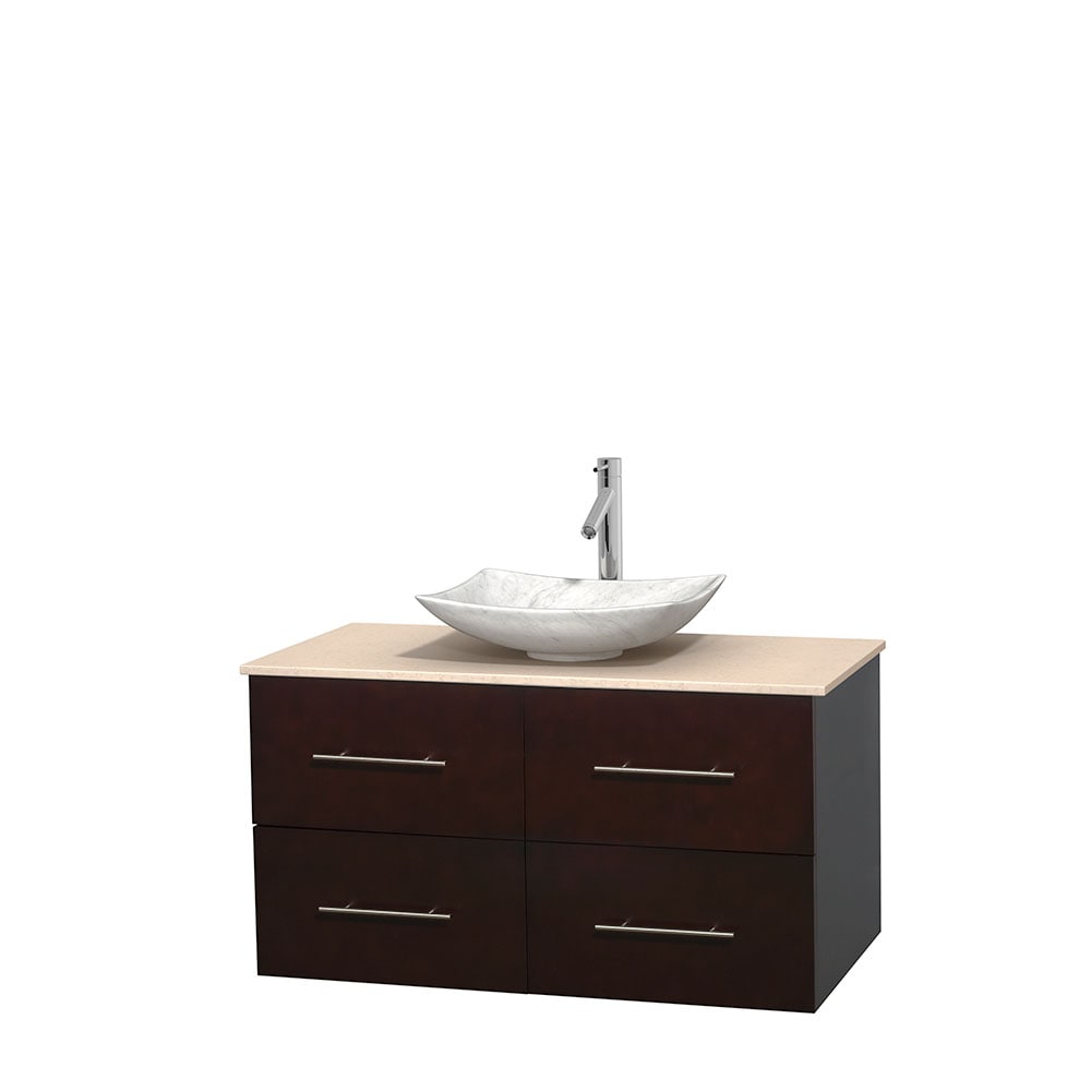 Wyndham Collection WCVW00942SESIVGS6MXX Centra 42-in Espresso Single Sink Bathroom Vanity with Ivory Natural Marble Top