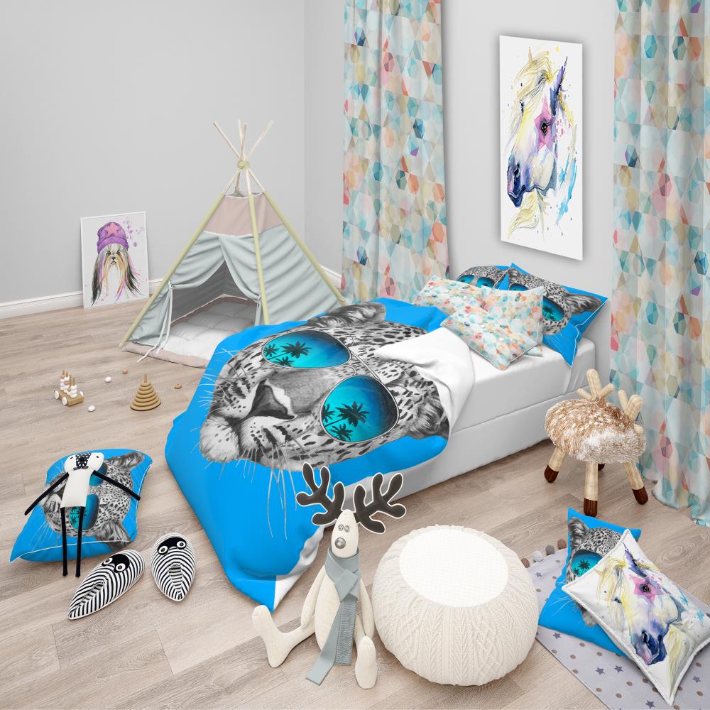 Designart BED13173-T 3 -Piece Blue Twin Duvet cover Set