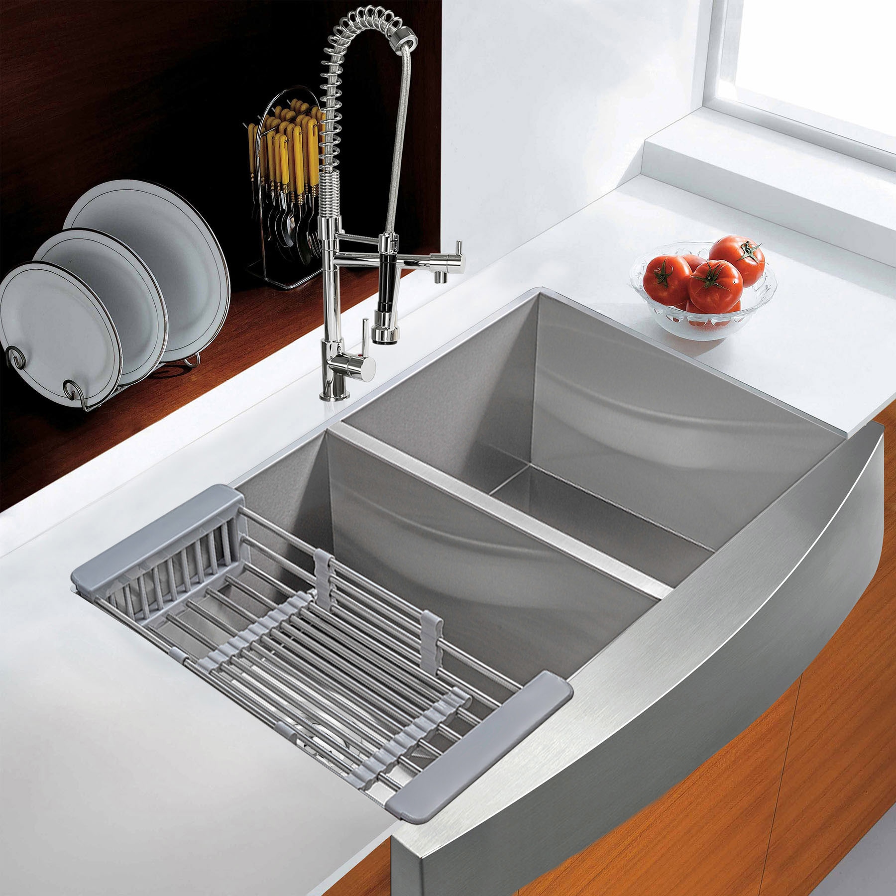 Dish Drying Rack in Sink - Dual-Use for Countertops & Sinks Stainless Steel