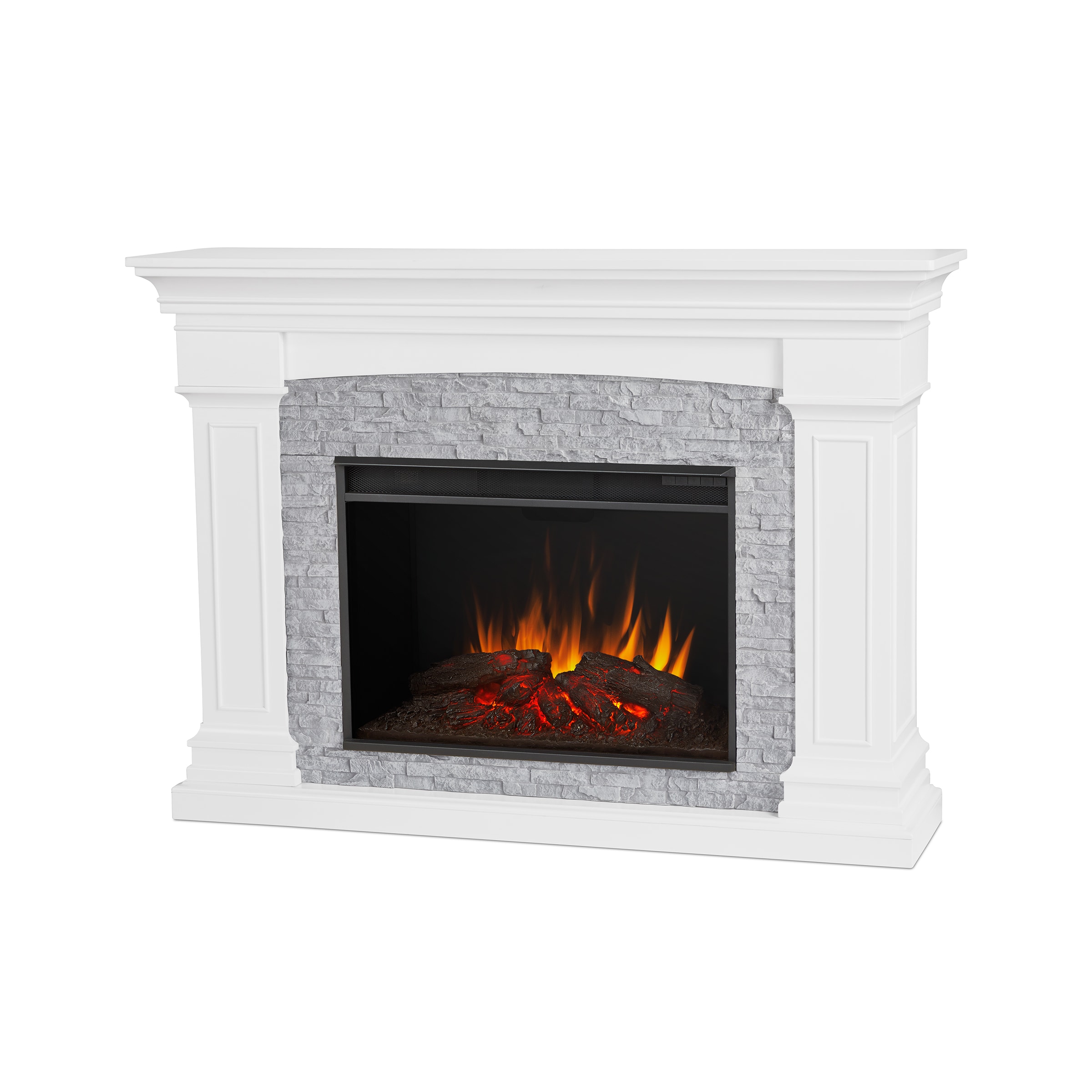 Real Flame 63-Inches W White Free standing Fan-forced Flat wall Electric Fireplace with Remote Control Included 2297542 Sansujyuku sansujyuku.com