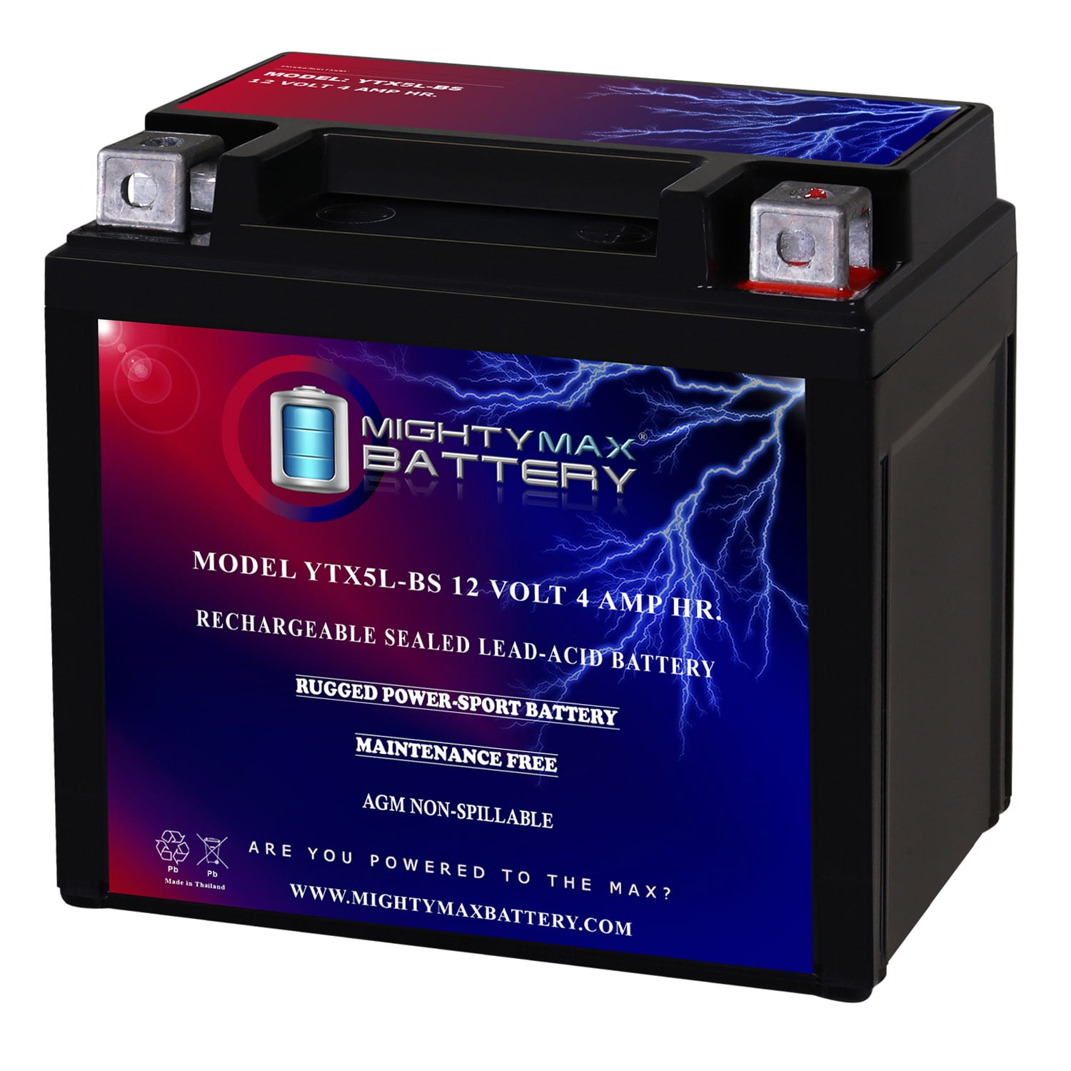 Mighty Max Battery MAX3954407 YTX5L-BS for UB-YTX5L-BS Rechargeable Sealed lead acid 1240 Backup power Batteries