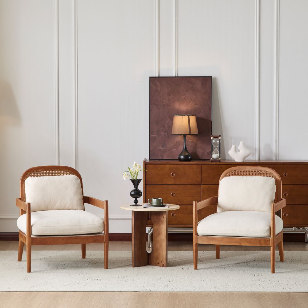 Christopher Knight Home 340975 Mid Century Modern Accent Chair with Light Brown Finish Set of 2