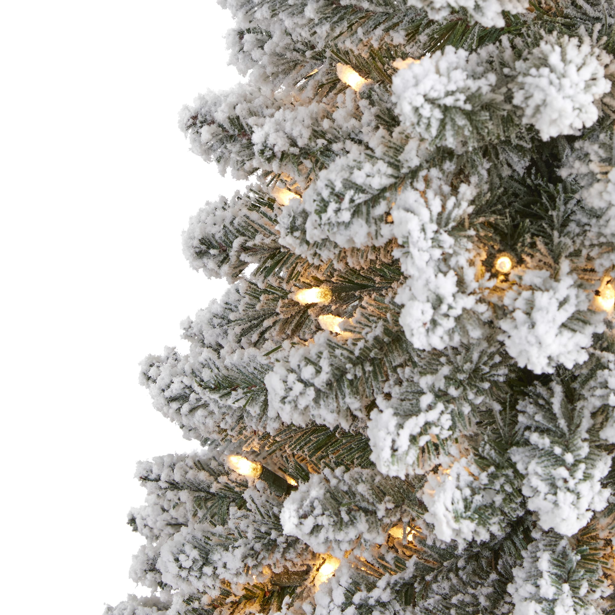 Nearly Natural 6-ft Pine Pre-lit Pencil Flocked Artificial Christmas ...