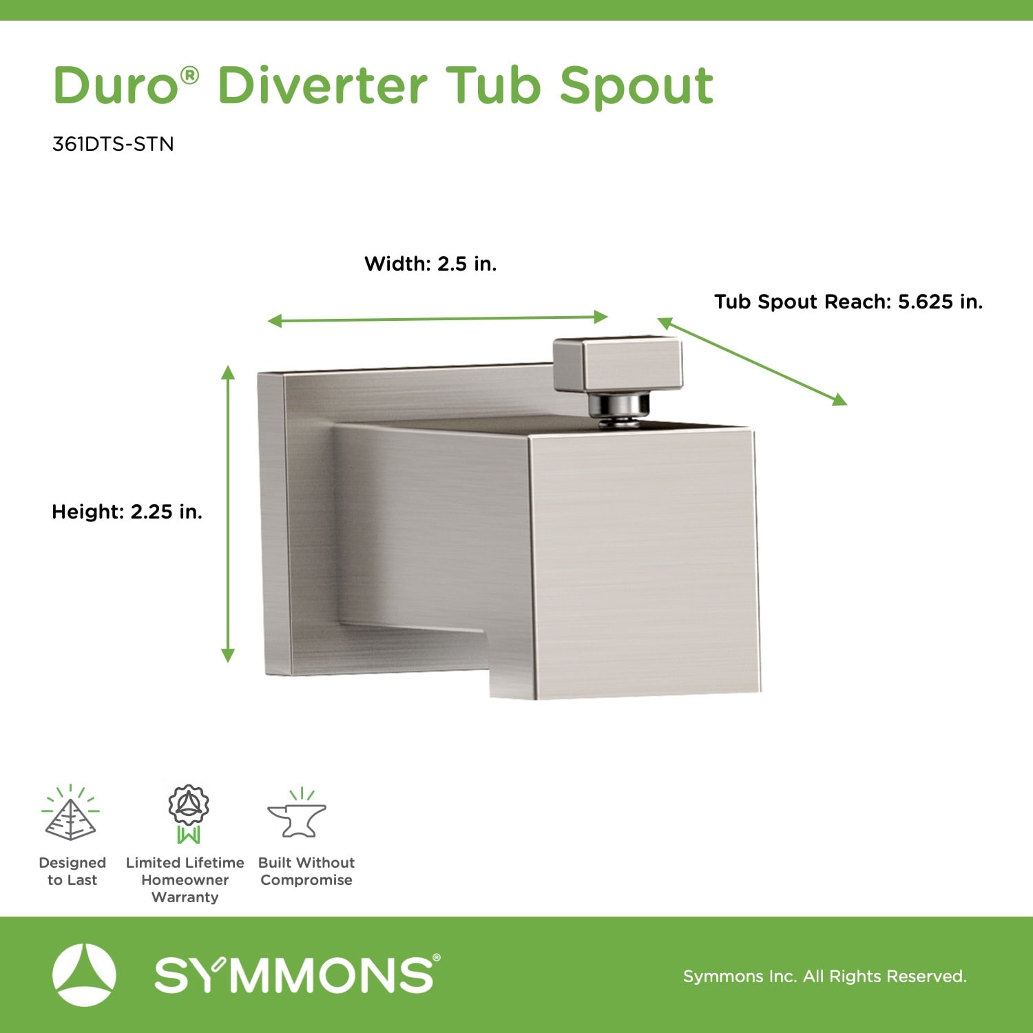 Symmons 361DTS-STN Tub-Spout - View #2