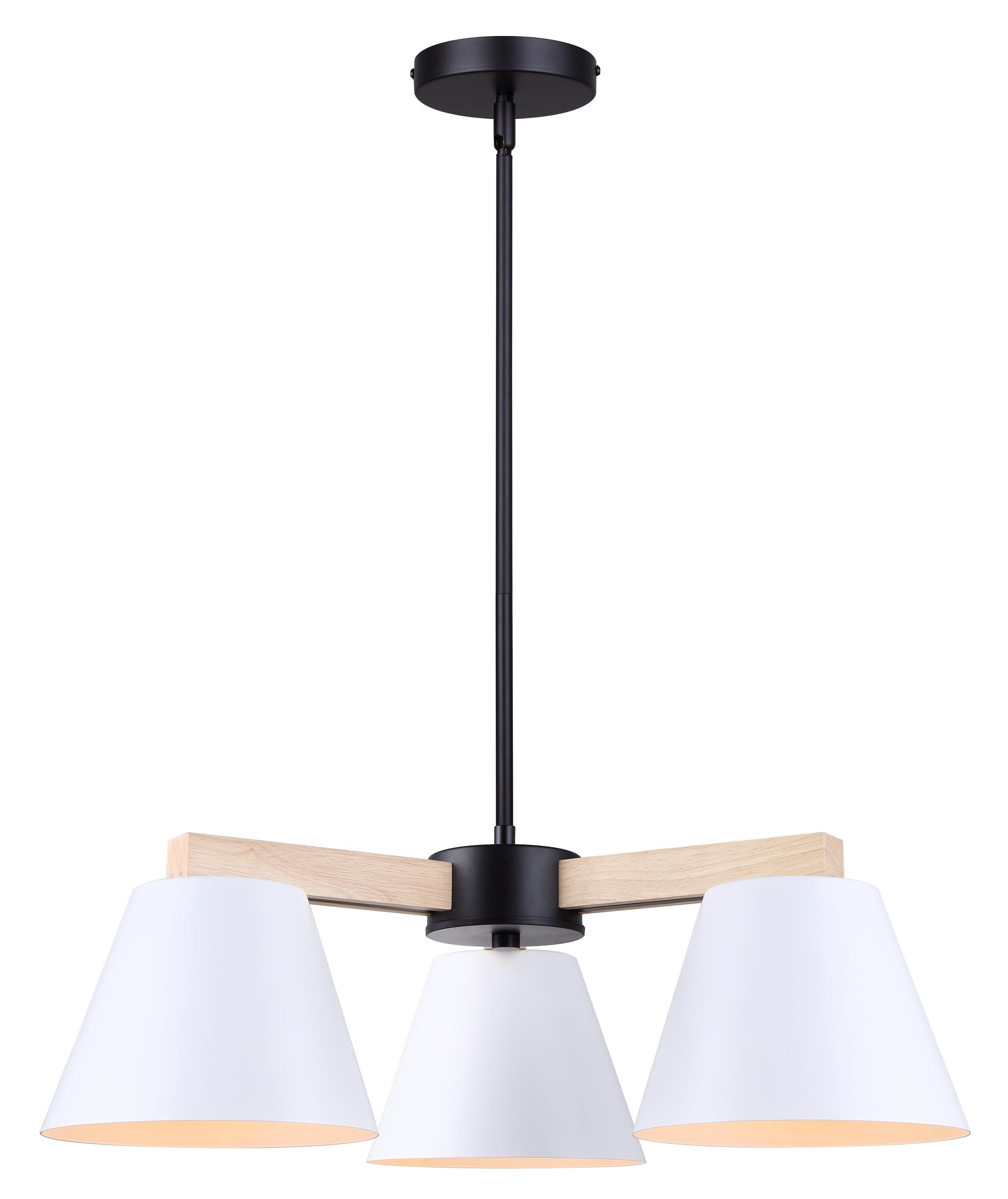 Canarm Harlyn 3-Light Matte White And Black With Real Wood Traditional ...