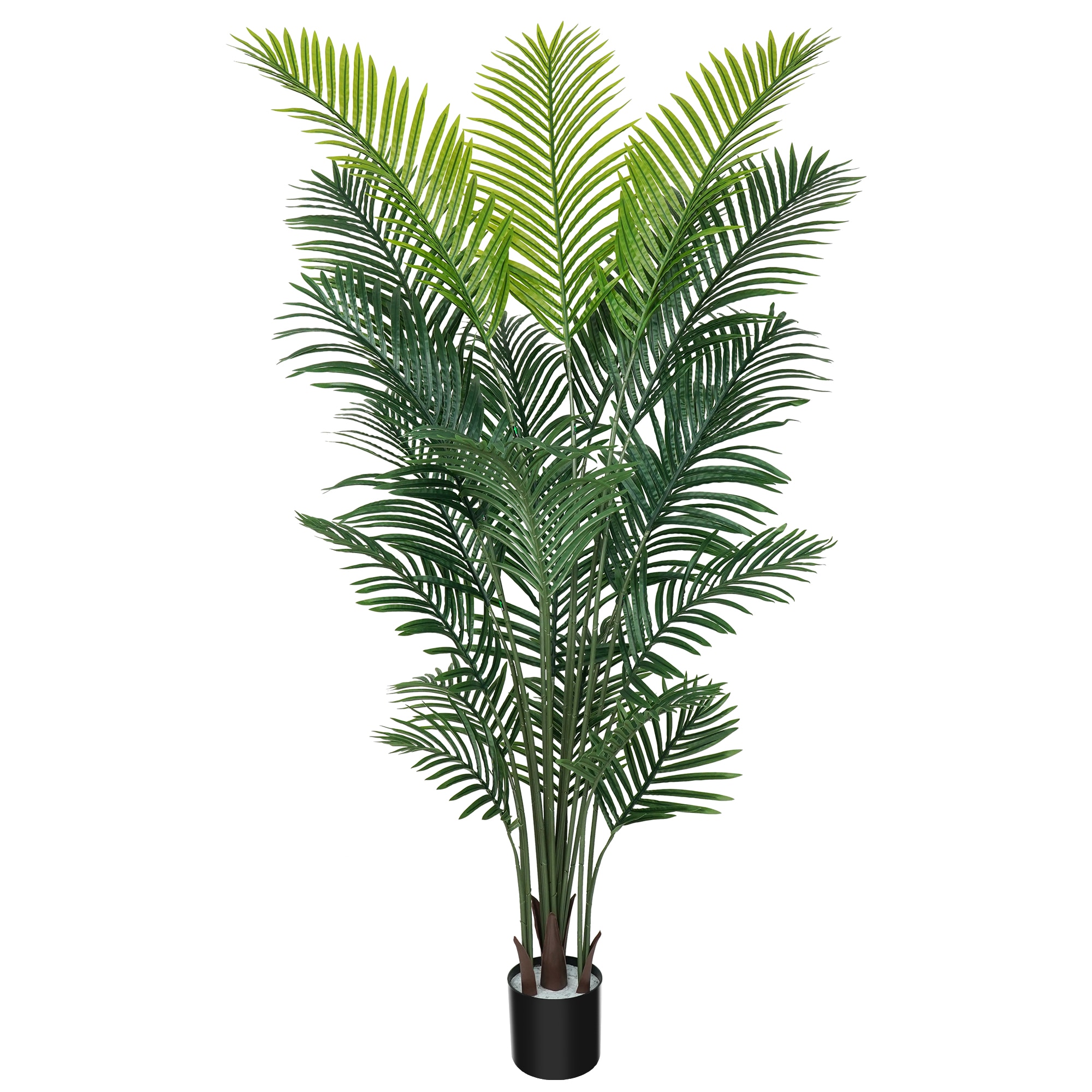 Vitalismo 6ft Artificial Palm Tree Potted Faux Areca Palm Greenery Plant w/ Lifelike Leaves/Trunks UV-Resistant Indoor Outdoor Home Decor Set of 1