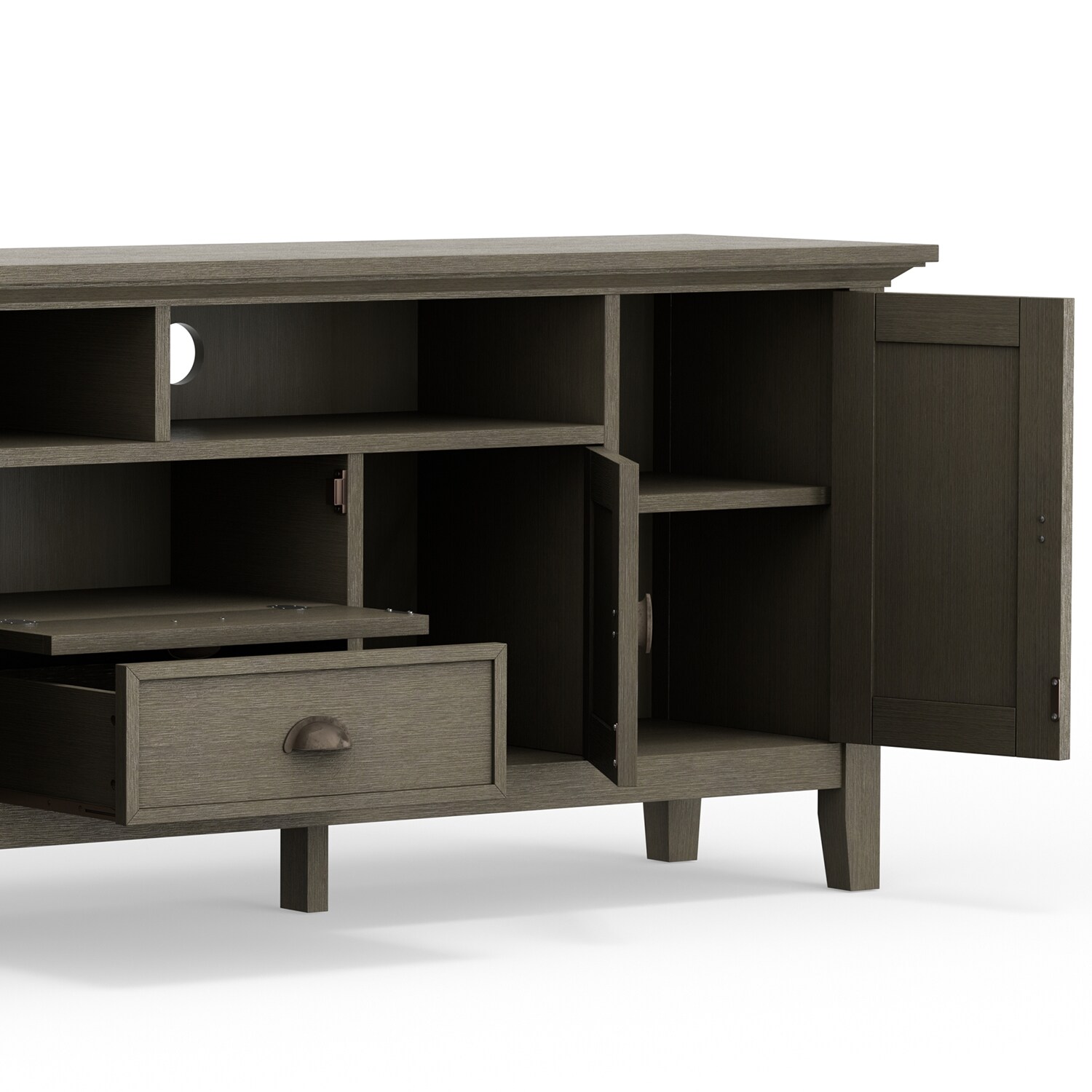 Farmhouse Grey Solid Wood 72" TV Media Stand with Cabinets