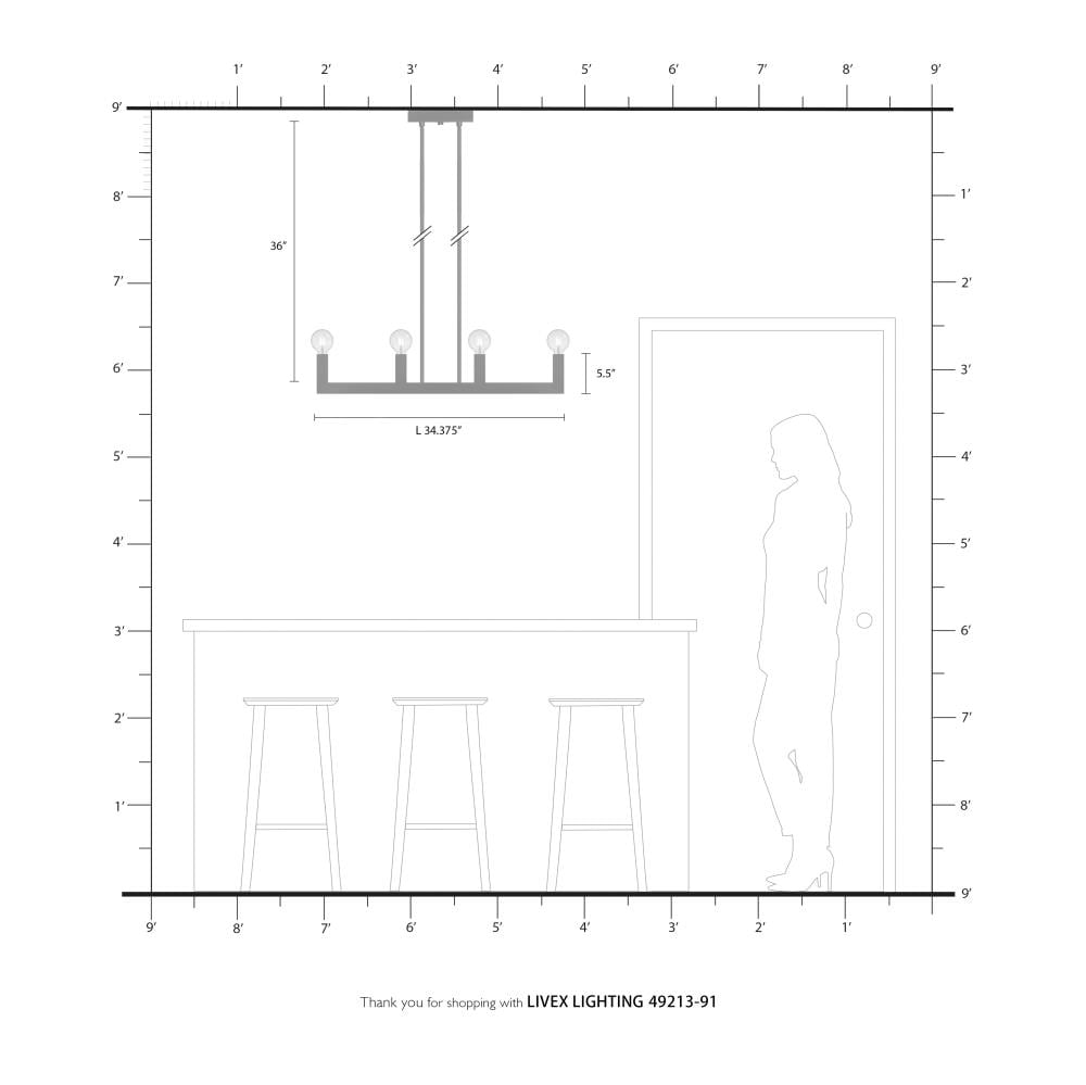 Sleek Minimalist Brushed Nickel & Crystal 4-Light Linear Chandelier