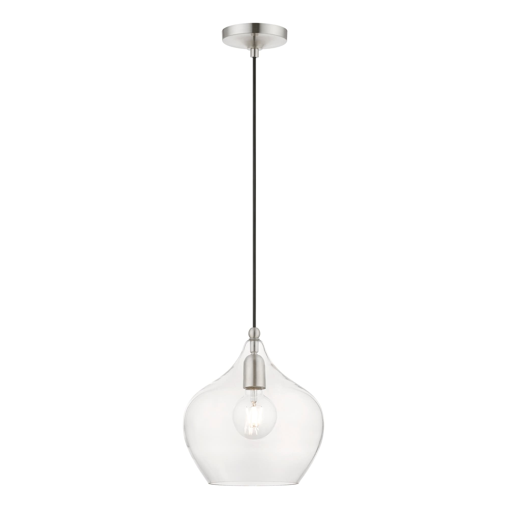 Aldrich Brushed Nickel Clear Glass Indoor/Outdoor Pendant Light