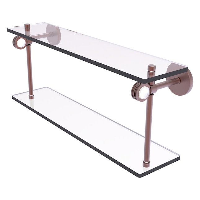 Allied Brass Clearview Antique Copper 2-Tier Brass Wall Mount Bathroom Shelf Allied Brass Clearview Antique Copper 2-Tier Brass Wall Mount Bathroom Shelf