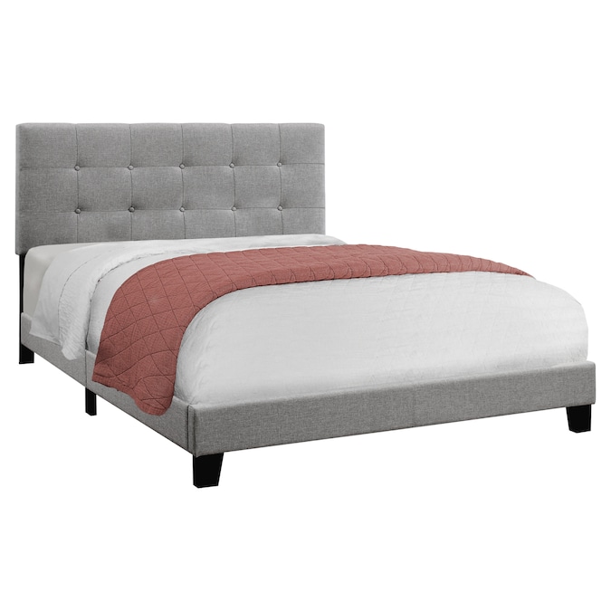 Monarch Grey Queen Upholstered Bed, Grey Queen Size Bed Frames