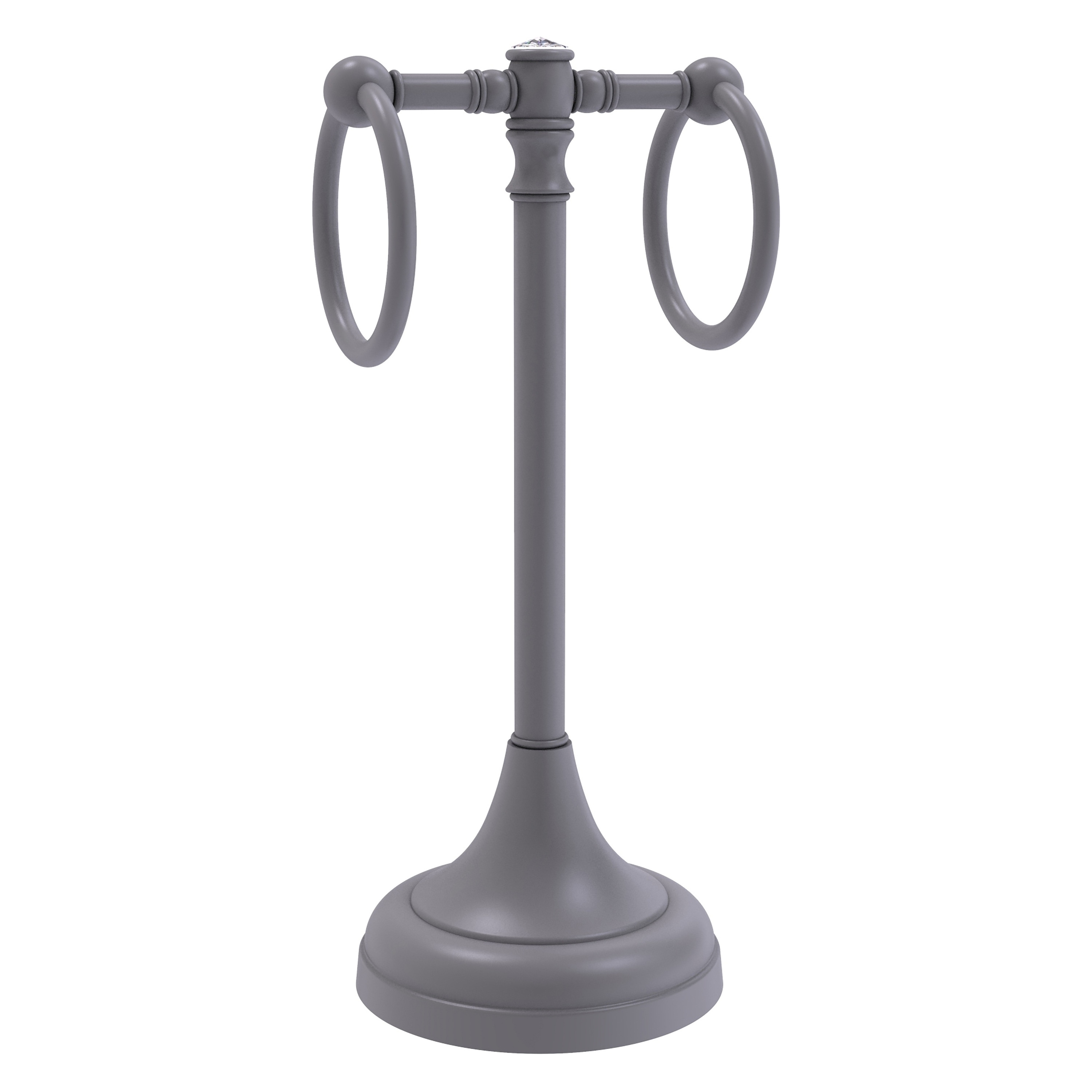 Allied Brass CC-53-GYM Carolina Crystal Matte Gray Freestanding countertop Double Towel Ring