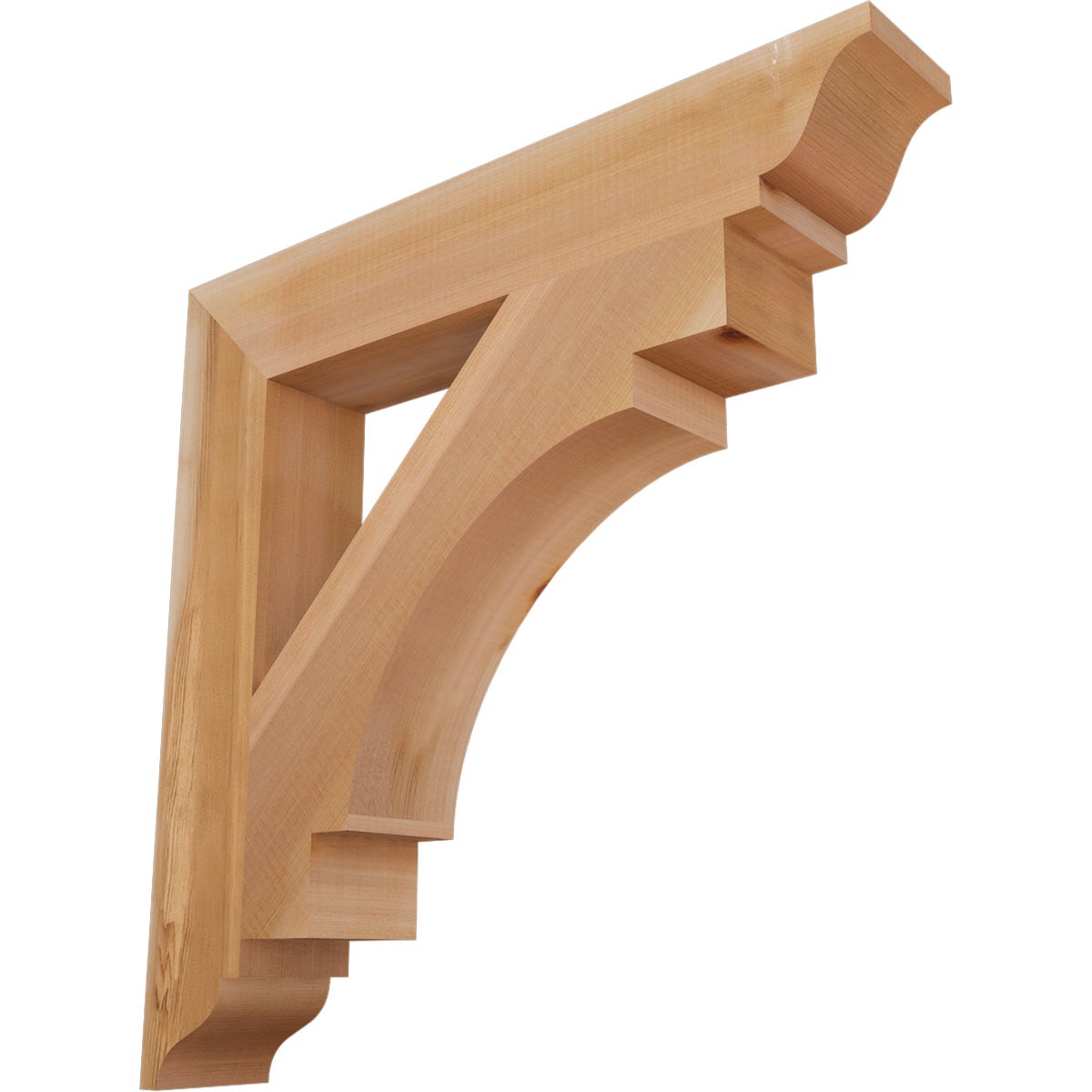 Ekena Millwork BKT04X24X24MRC01SWR Merced traditional smooth 3-1/2-in x 24-in x 24-in Western red cedar Brown Wood Standard bracket