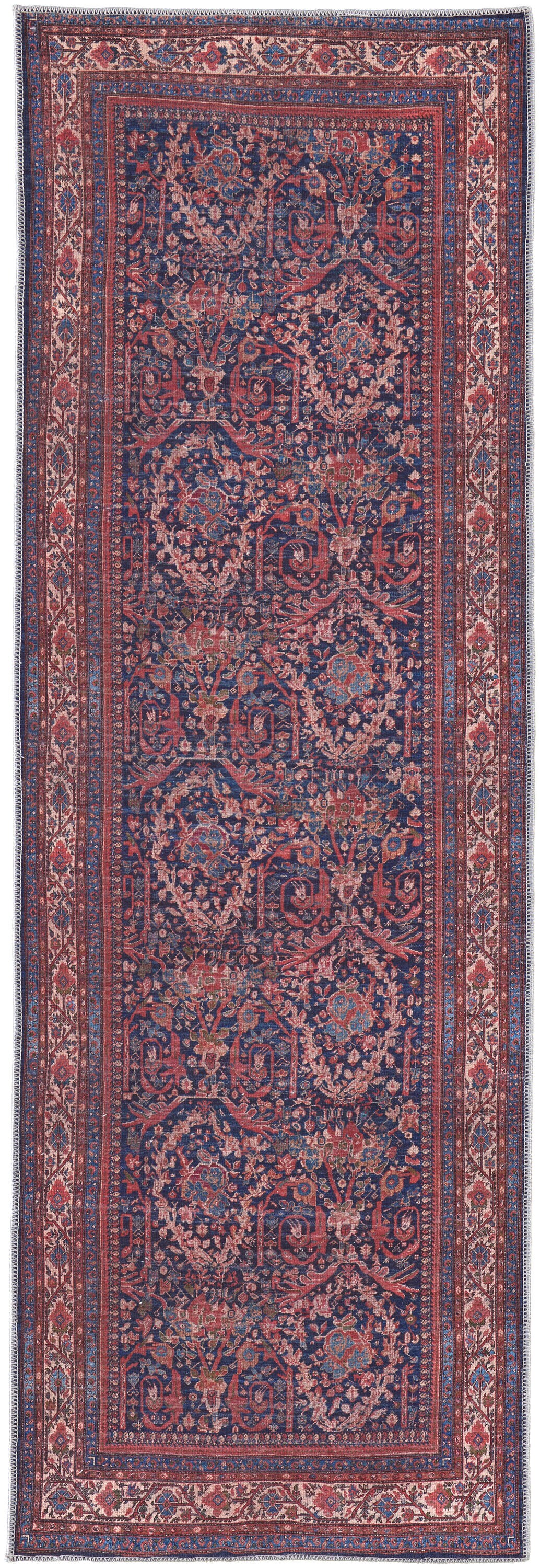 Room Envy RLNR39HGNVYMLTI7A 3 x 8 (ft) Loomed Polyester Red/Blue/Tan Rectangular Indoor Machine washable Runner rug