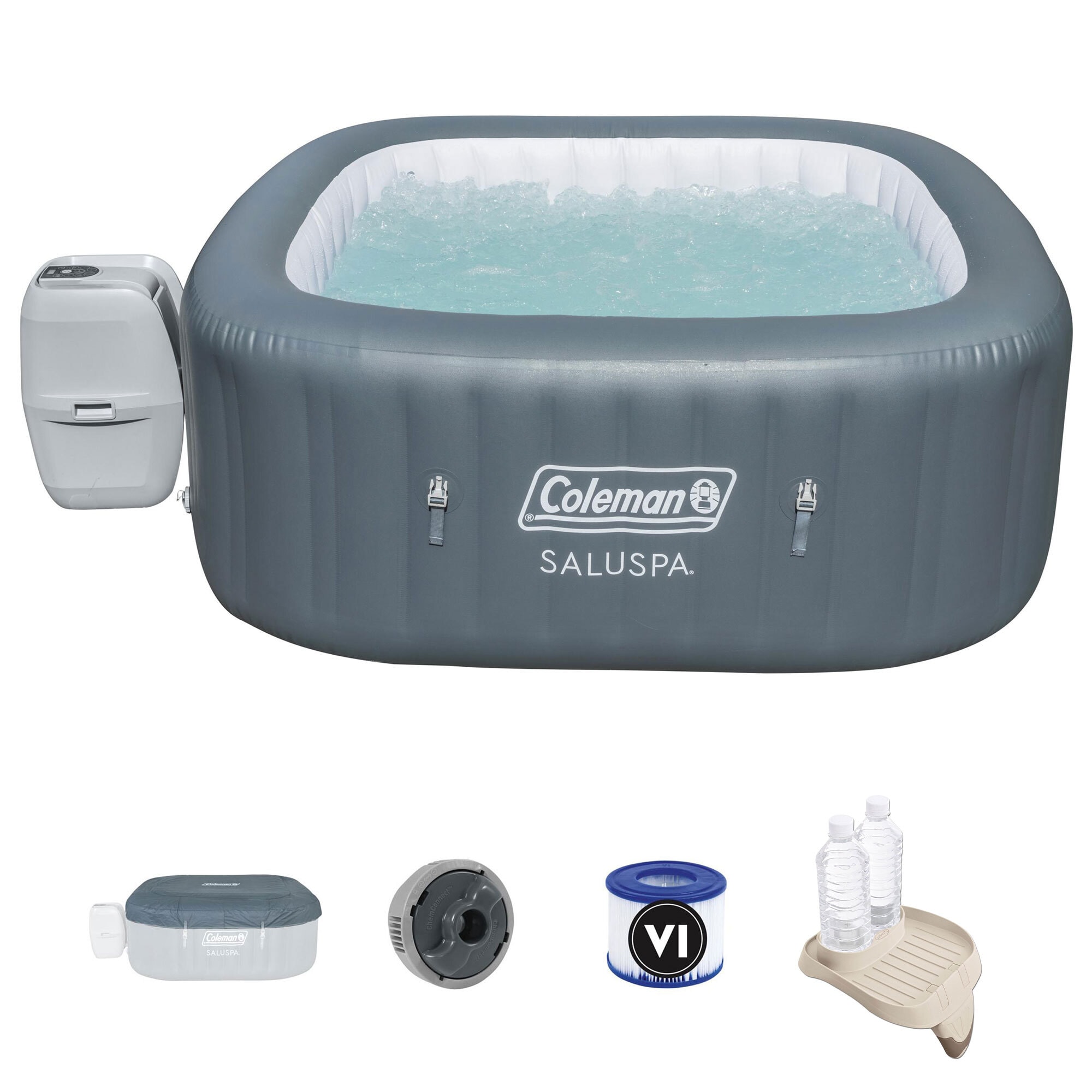 Inflatable the in 4-Person Tub department 71-in Bestway at Square 28-in Hot Spas Hot x & Tubs