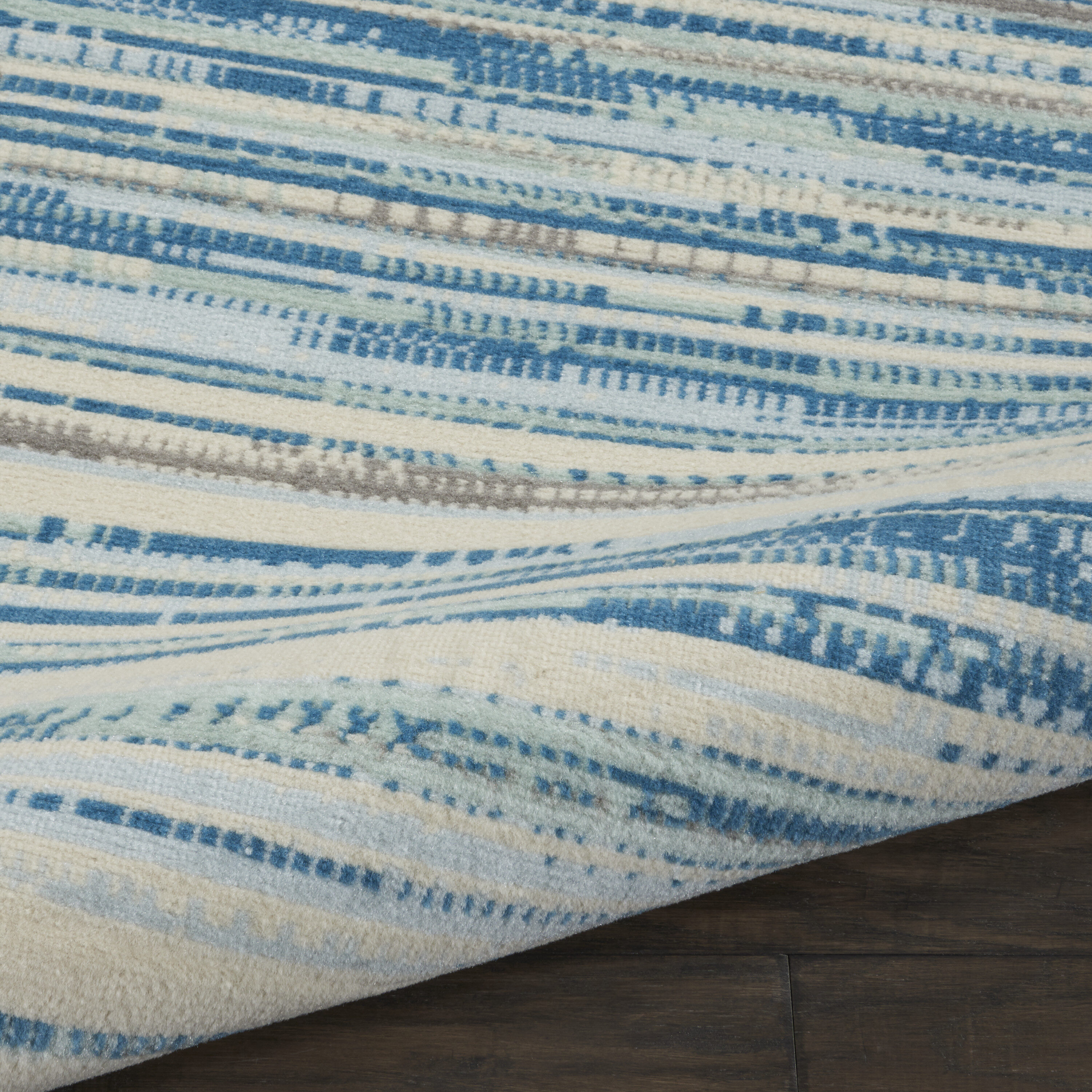 Blue Rectangular 8' x 10' Hand-knotted Reversible Rug