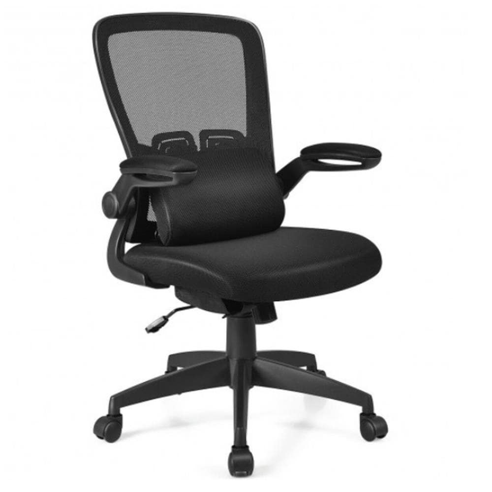 Office Chair Desk Chair Flip-up Armrest Ergonomic Chair Compact 360° Rotation Seat Surface Lift Reinforced Nylon Metal Base 