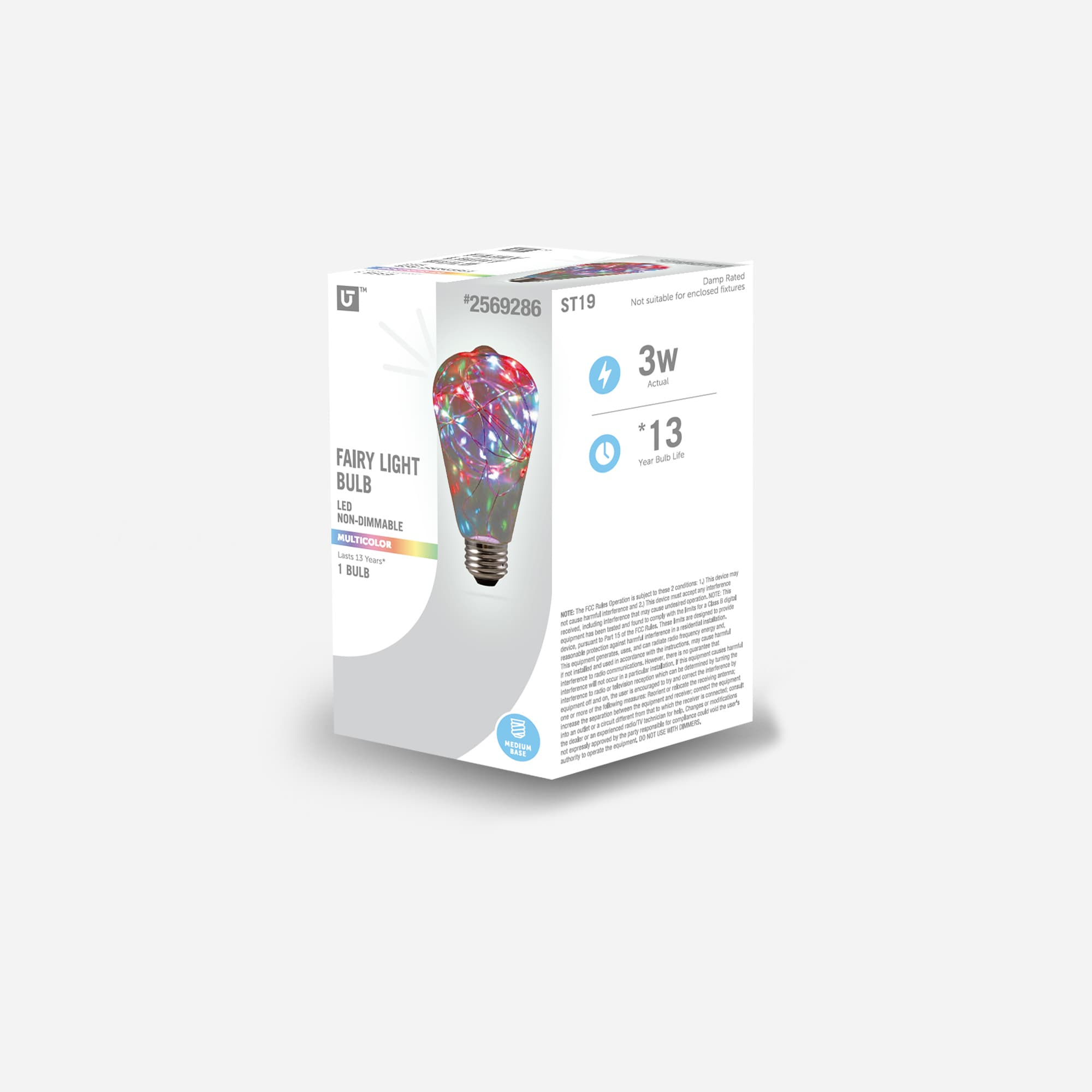 Utilitech YGA16C04-ST19CL3W-RGB 40 -Watt EQ S14 Full spectrum Medium base (E-26) LED Decorative Light Bulb