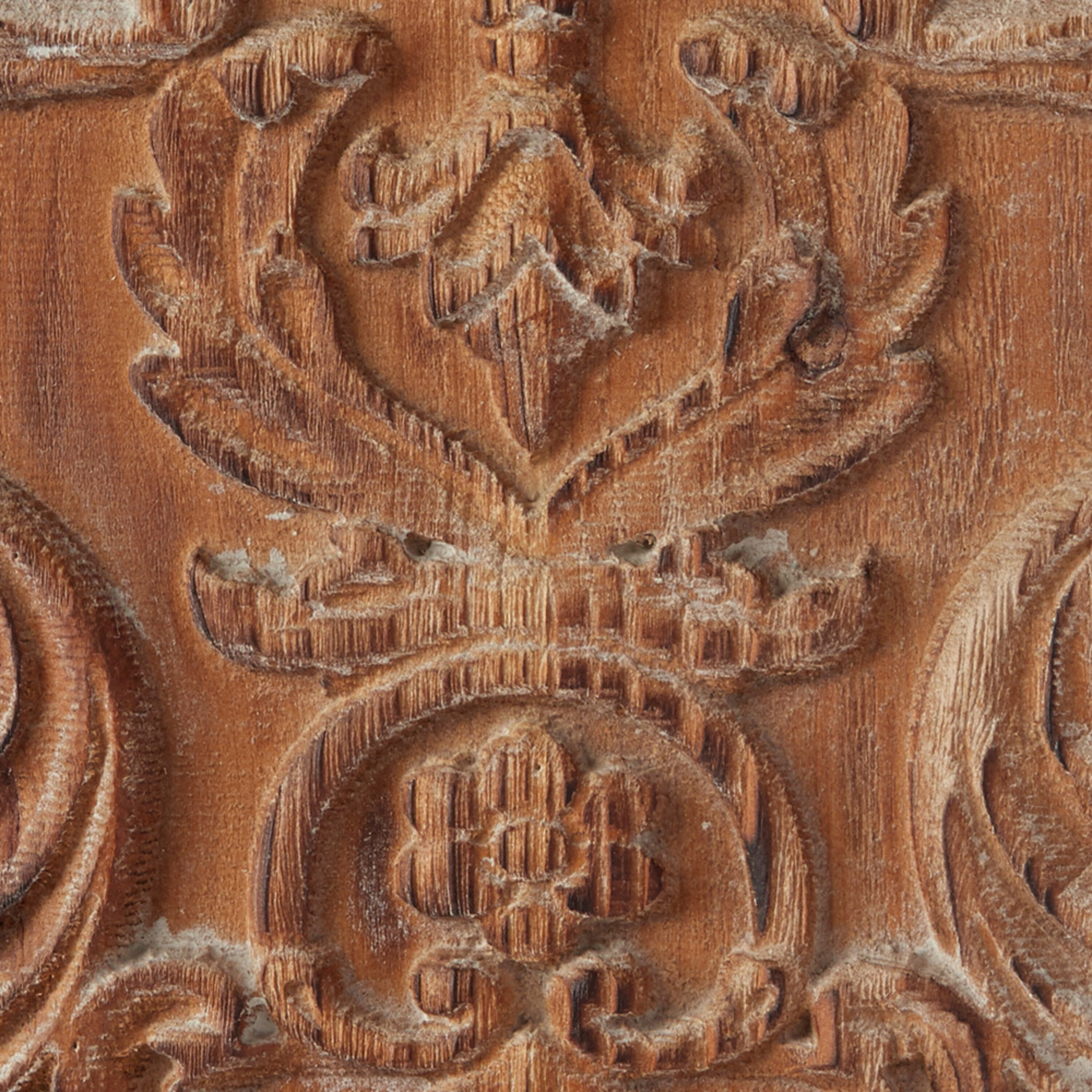Brown Wood Carved Floral Antefix Wall Decor Set of 3