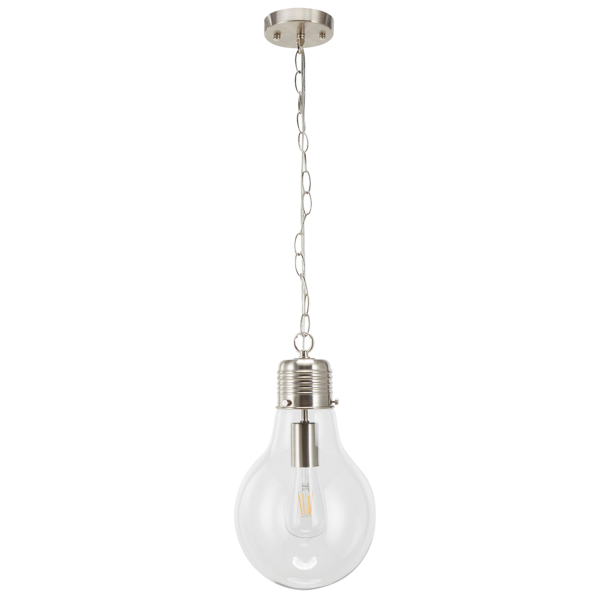CO-Z HCF-1751-NI 1 -Light Brushed Nickle Modern/contemporary Clear glass Teardrop Medium Hanging Pendant light