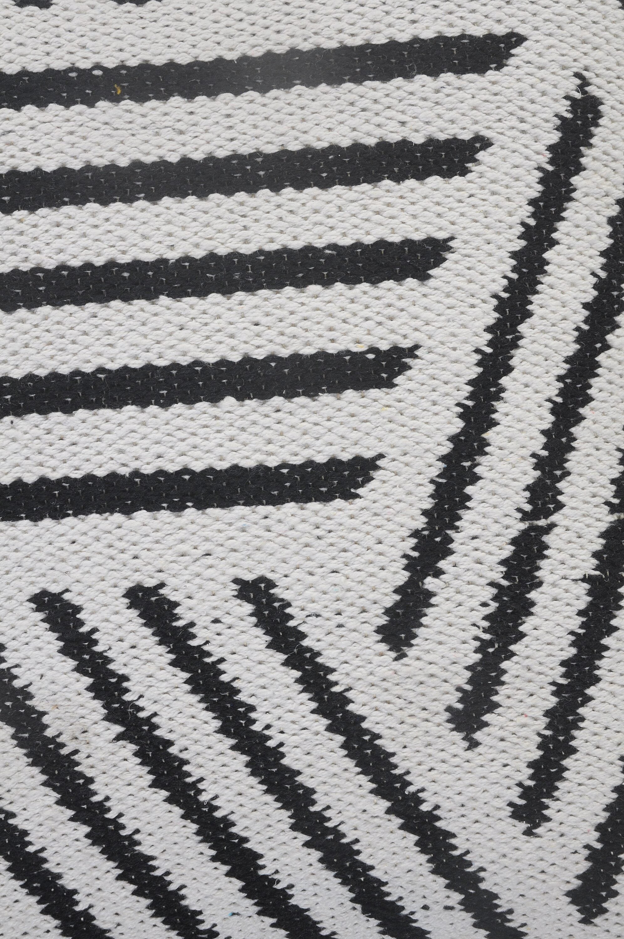 Black and White Geometric Cotton Square Pillow, 20 in