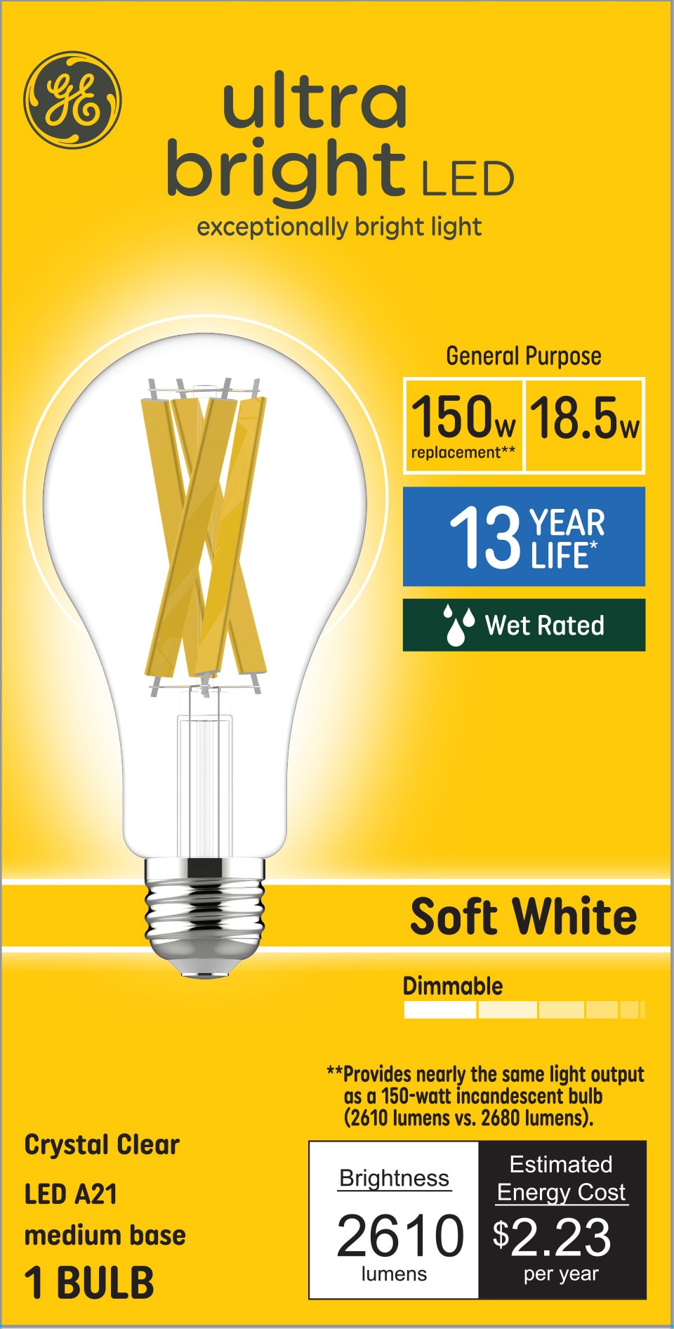 GE 150-Watt EQ A21 Soft White Medium Base (E-26) Dimmable LED