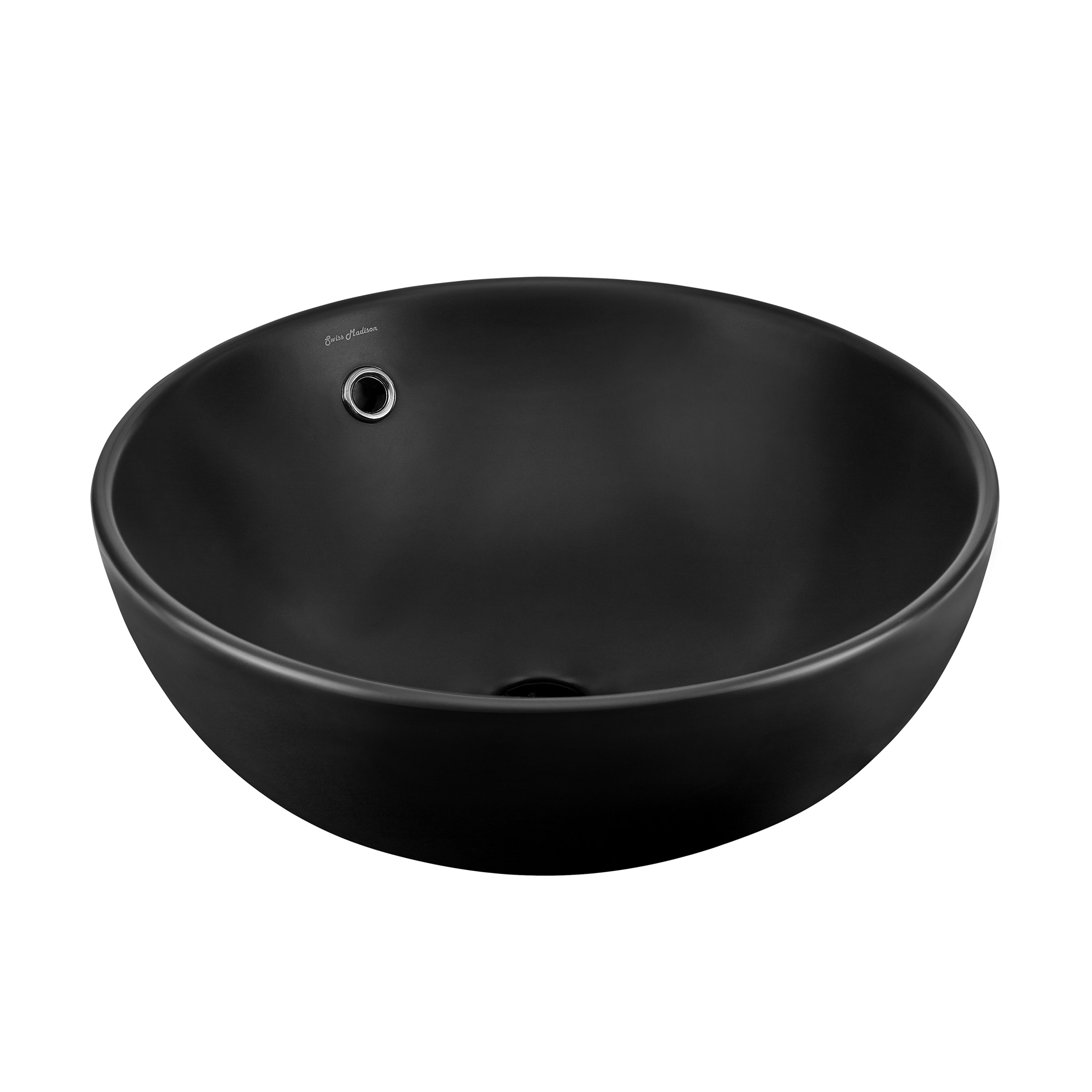 Matte Black 17" Round Ceramic Vessel Sink